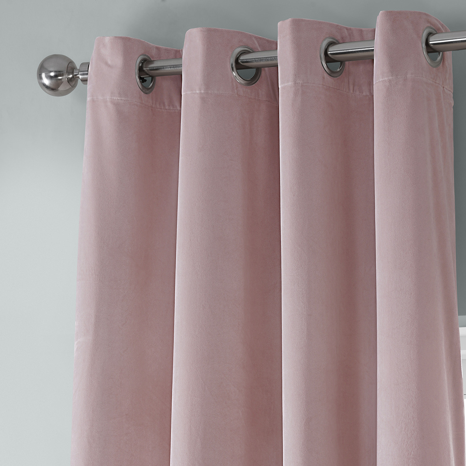 Ballet Pink Heritage Plush Velvet Grommet Curtain