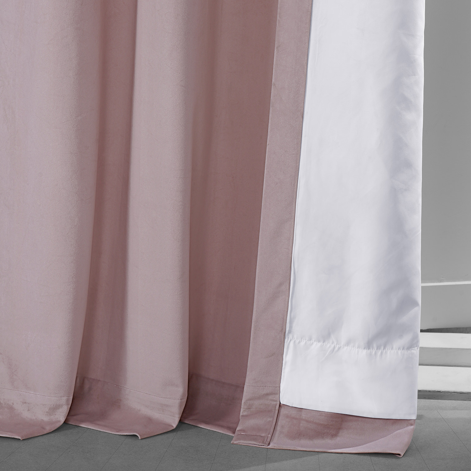 Ballet Pink Heritage Plush Velvet Grommet Curtain