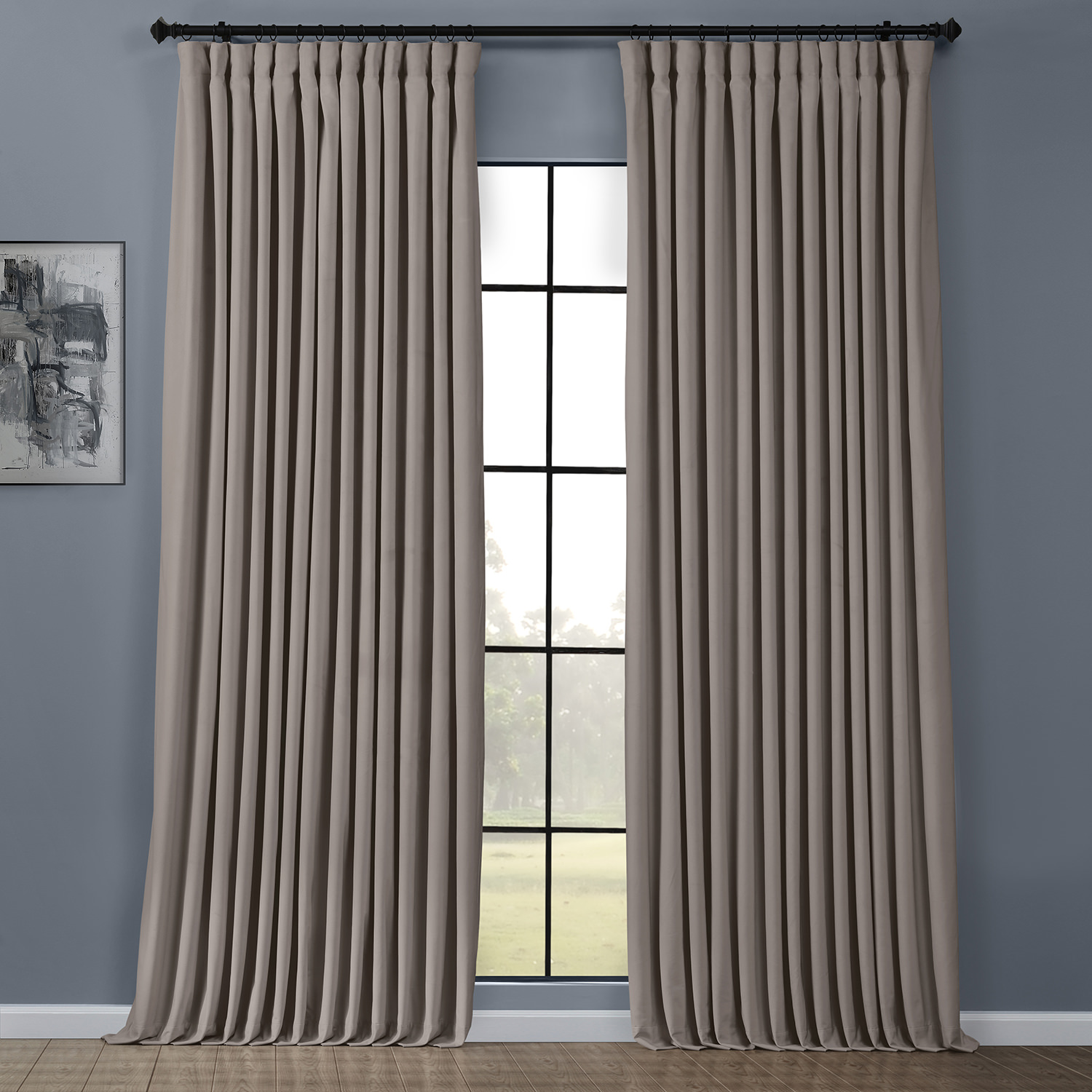 Gallery Taupe Heritage Plush Velvet Extrawide Curtain