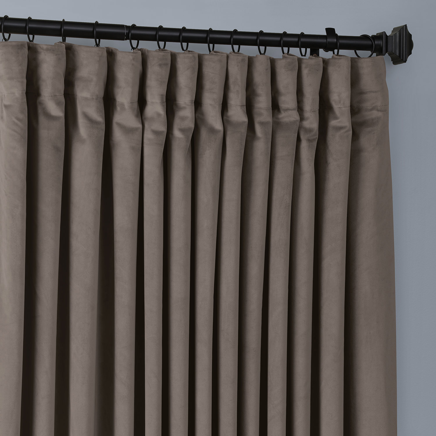 Gallery Taupe Heritage Plush Velvet Extrawide Curtain