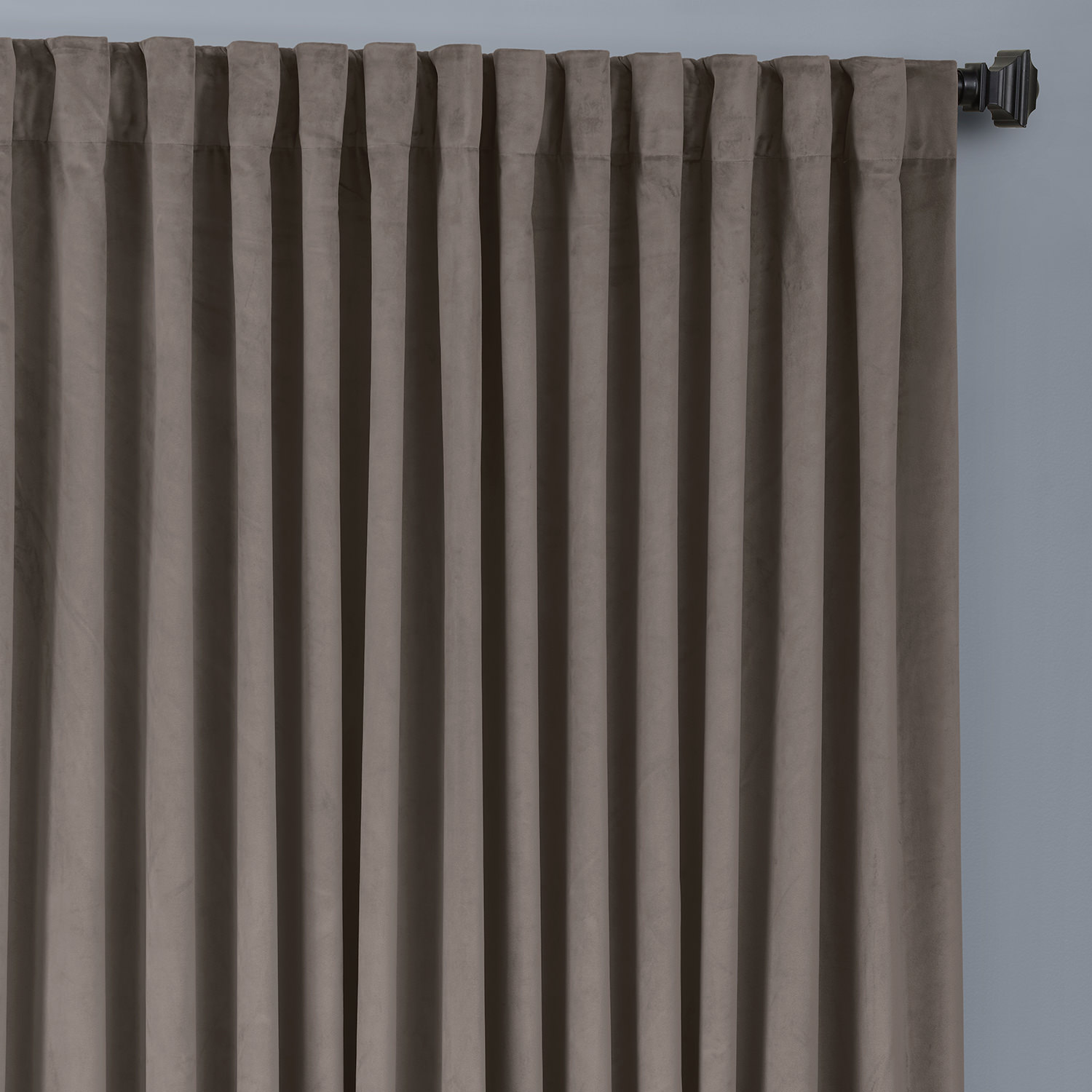 Gallery Taupe Heritage Plush Velvet Extrawide Curtain