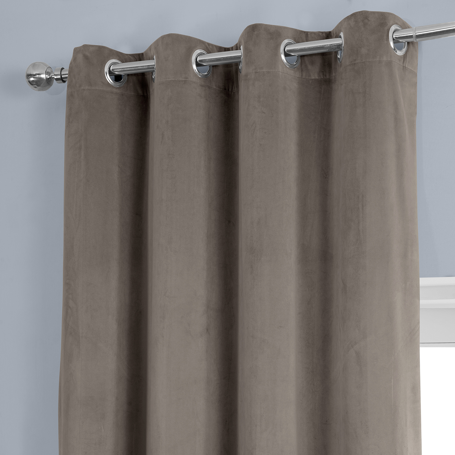 Gallery Taupe Heritage Plush Velvet Grommet Curtain