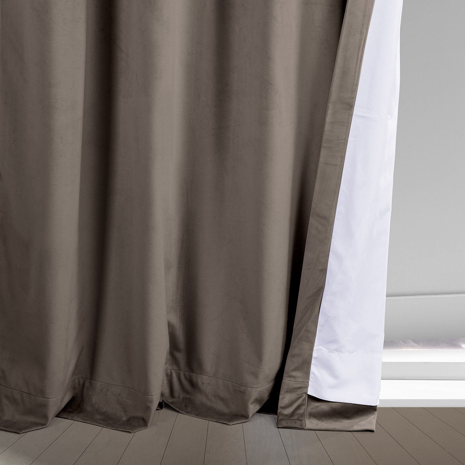 Gallery Taupe Heritage Plush Velvet Grommet Curtain