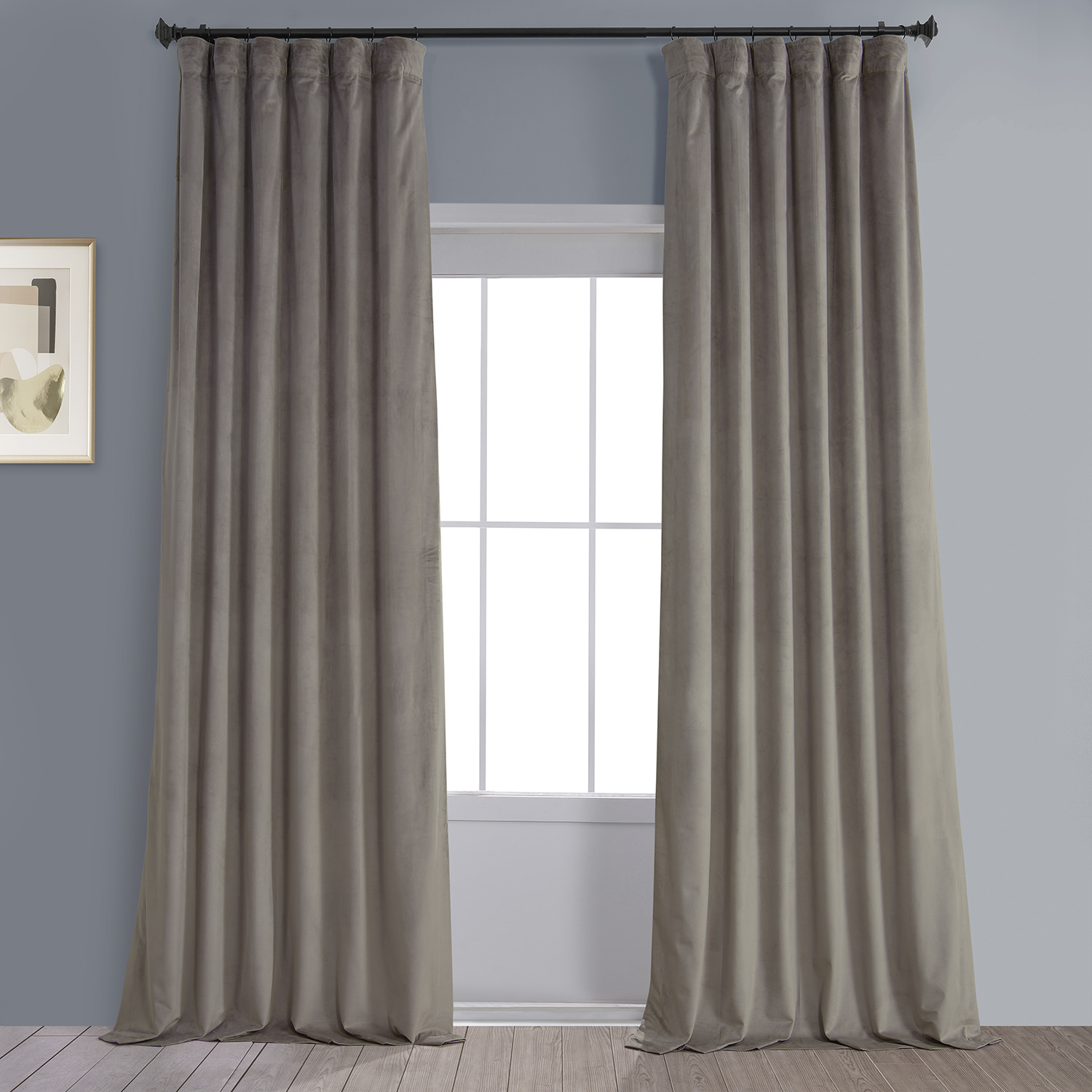 Gallery Taupe Plush Velvet Curtain