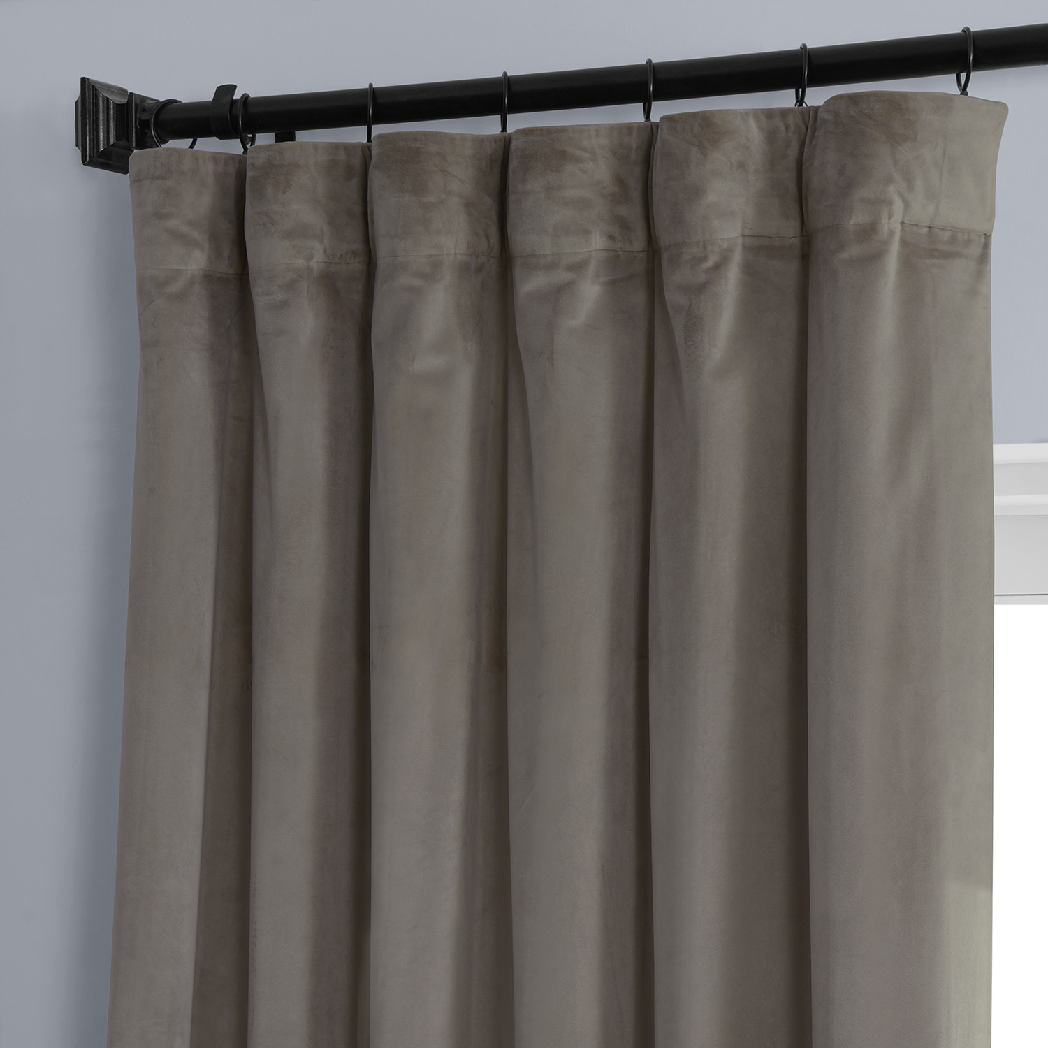 Gallery Taupe Plush Velvet Curtain