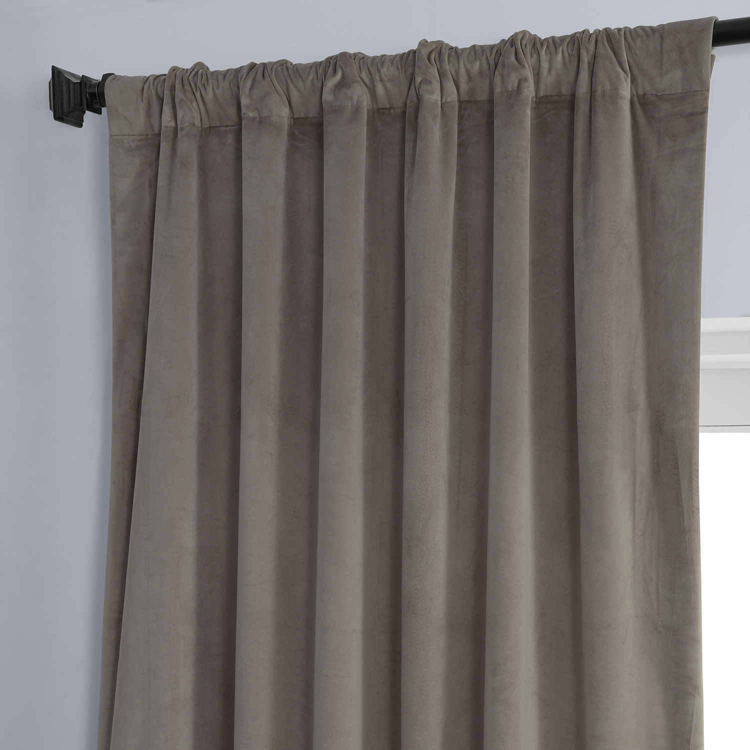 Gallery Taupe Plush Velvet Curtain