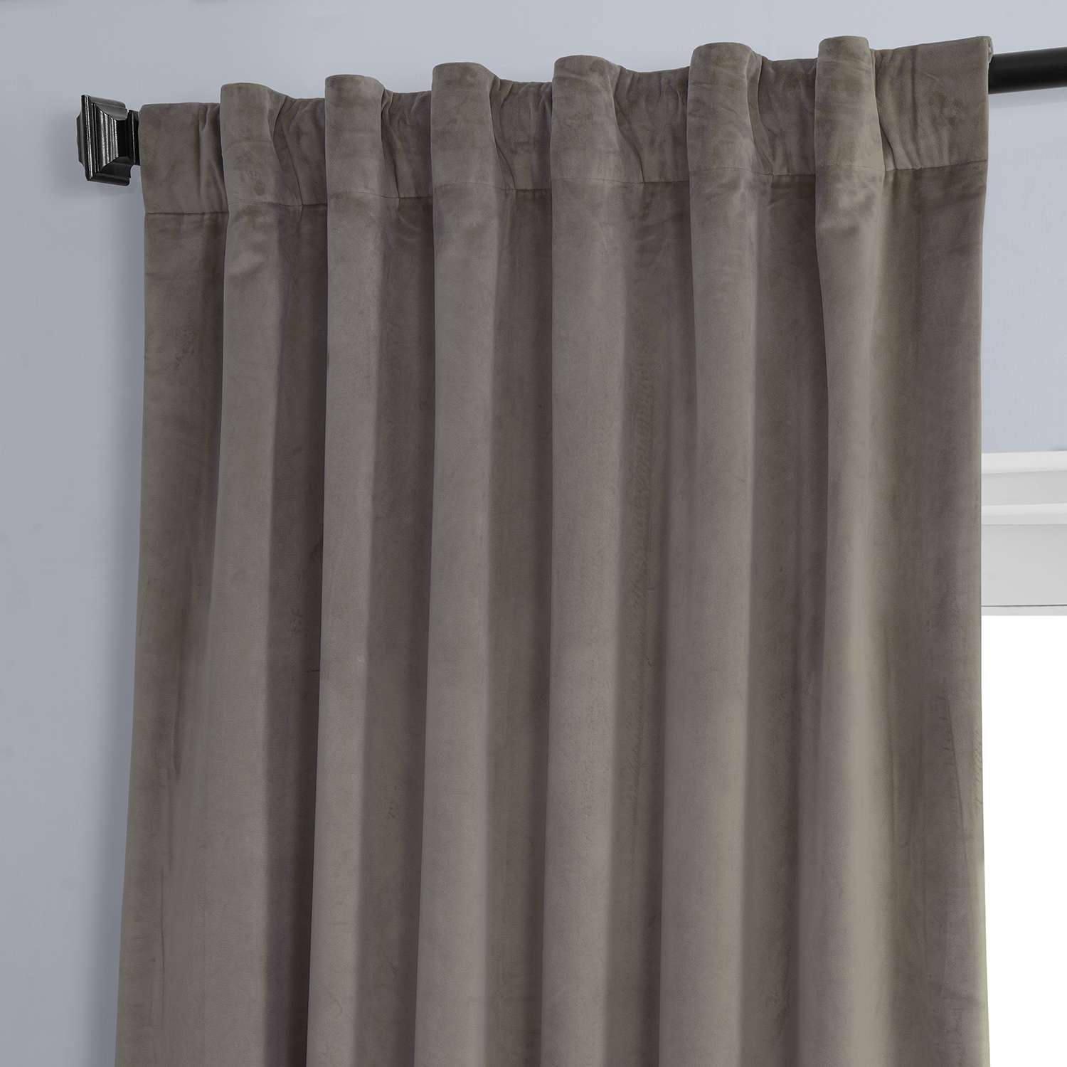 Gallery Taupe Plush Velvet Curtain