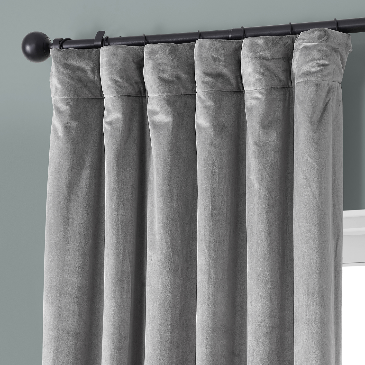 Destiny Grey Plush Velvet Curtain