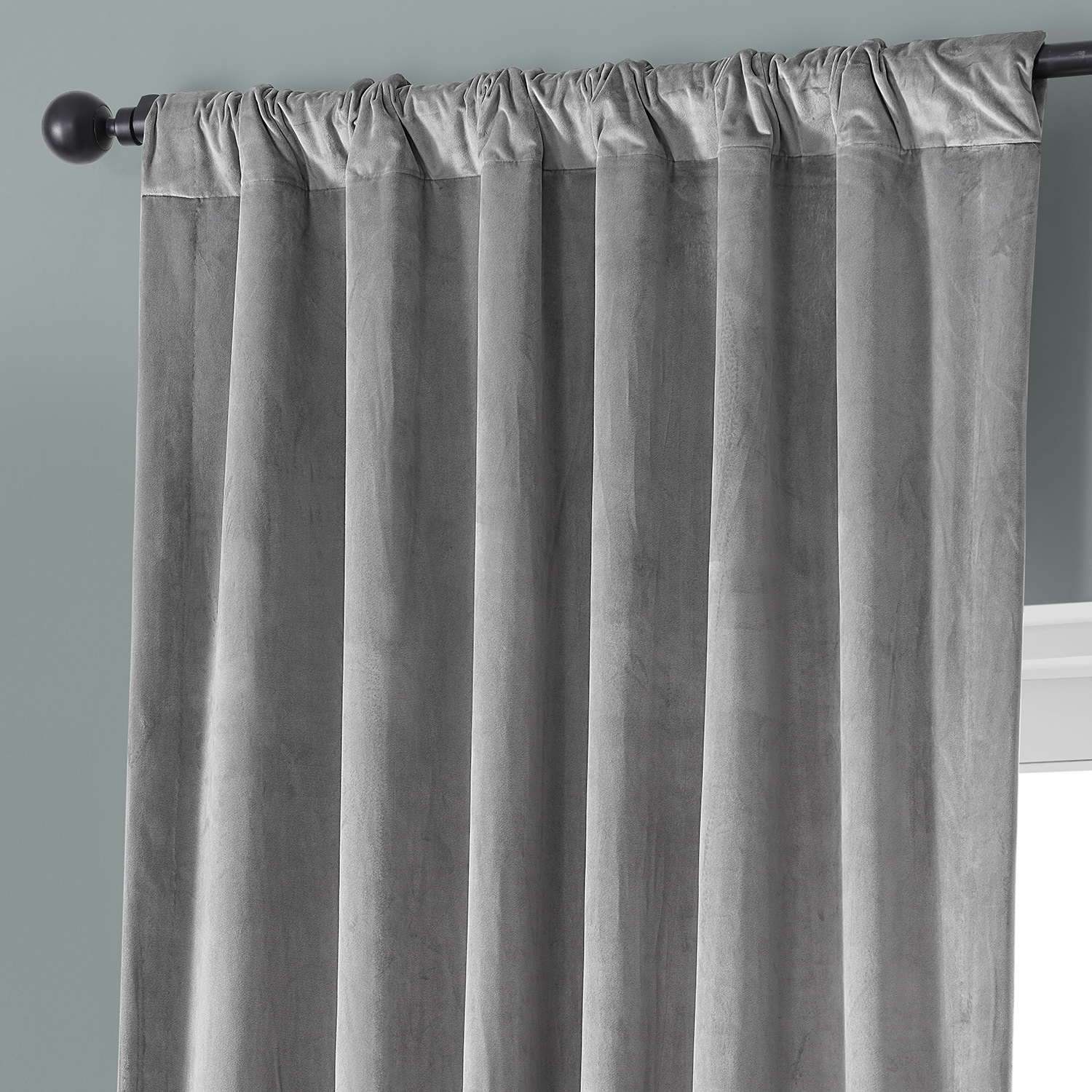 Destiny Grey Plush Velvet Curtain