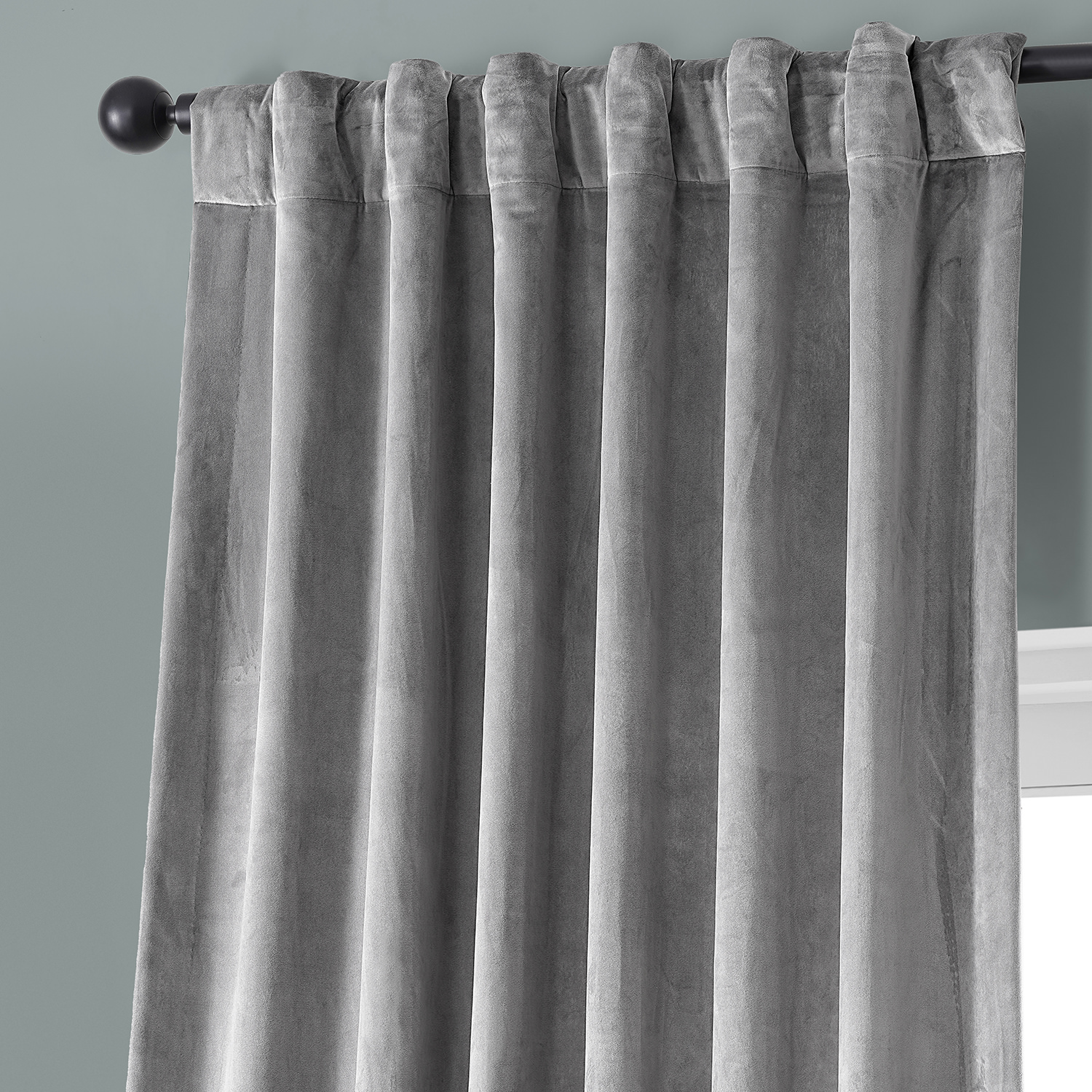 Destiny Grey Plush Velvet Curtain