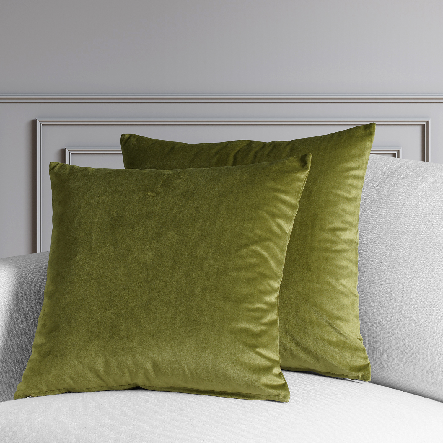 Retro Green Heritage Plush Velvet Cushion Cover - Pair