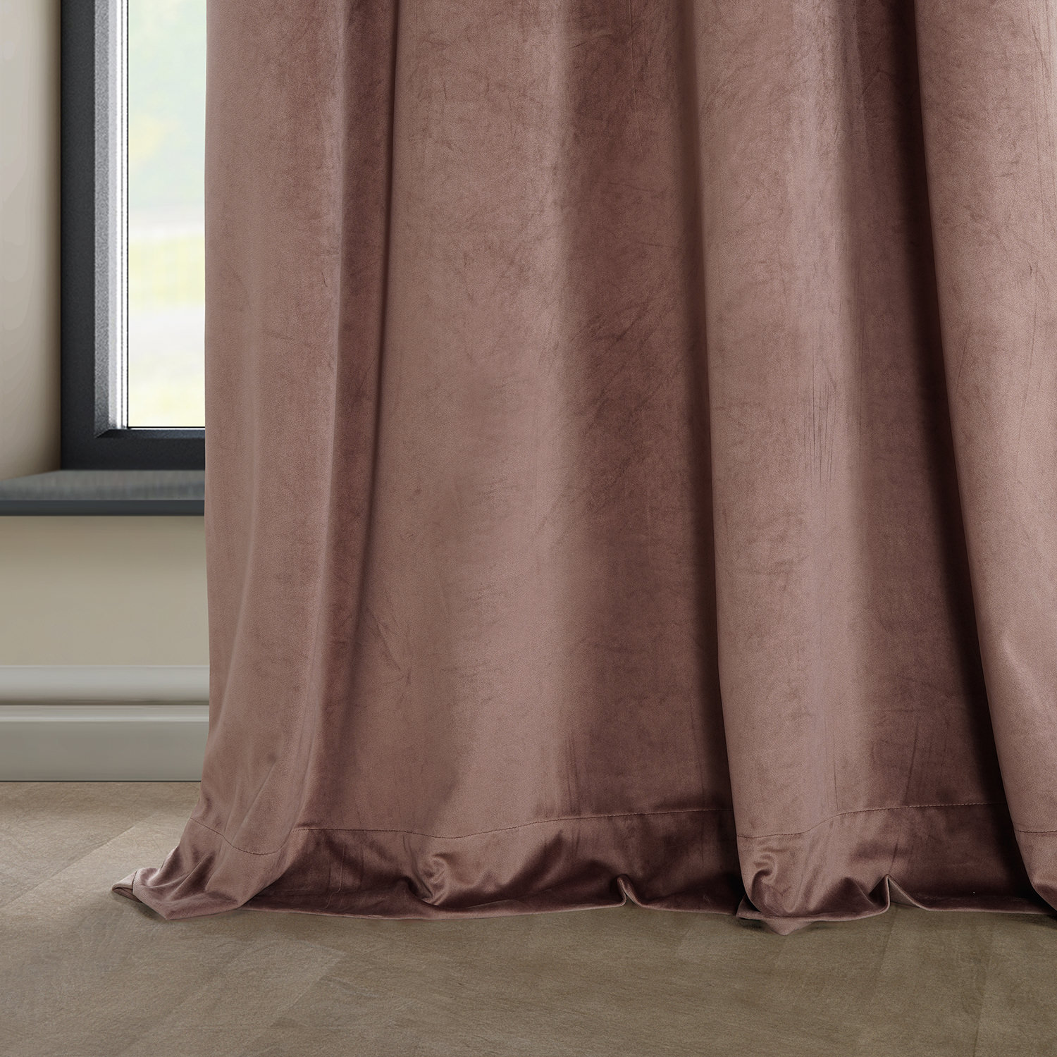 Wild Rose Heritage Plush Velvet Grommet Curtain