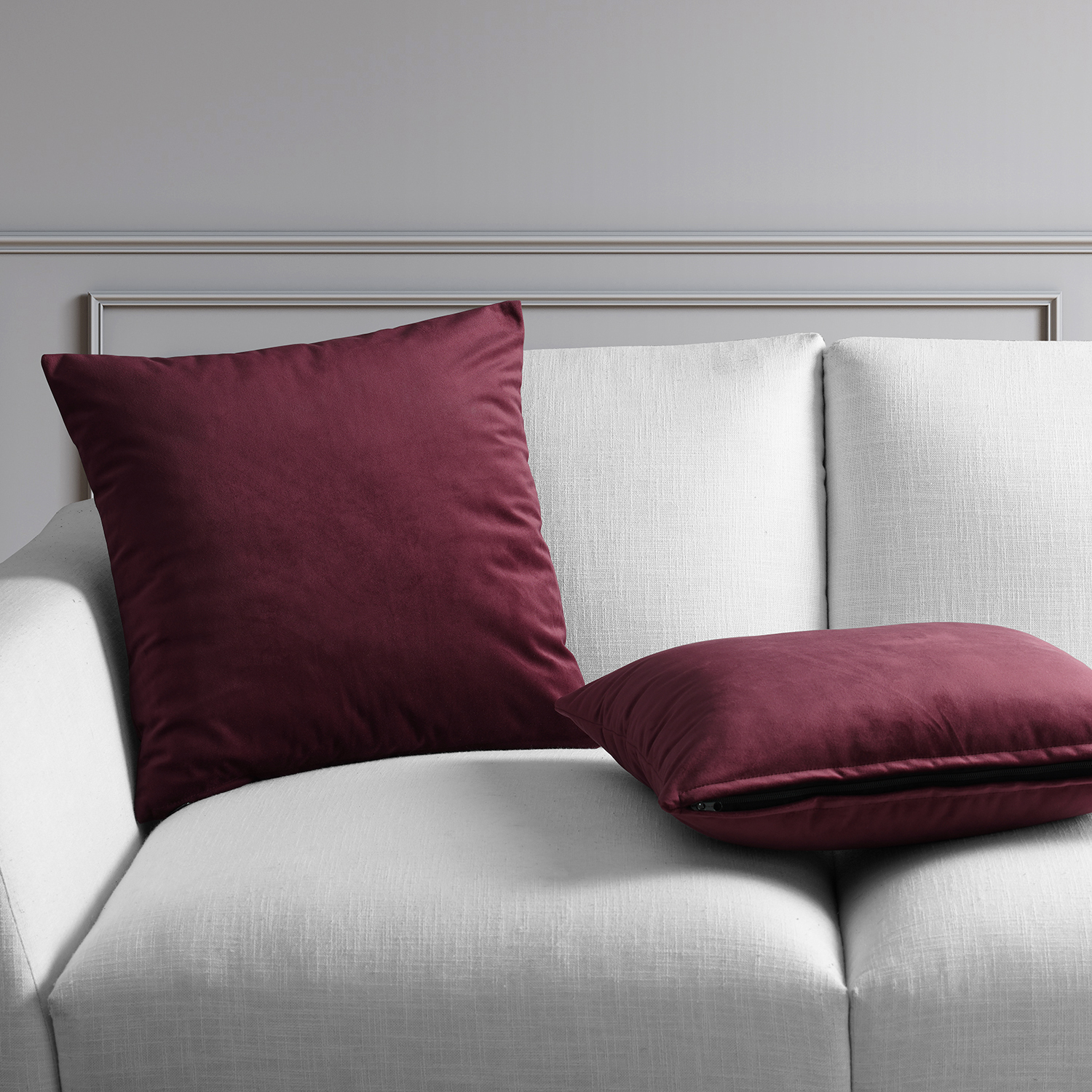 Dark Merlot Heritage Plush Velvet Cushion Cover - Pair