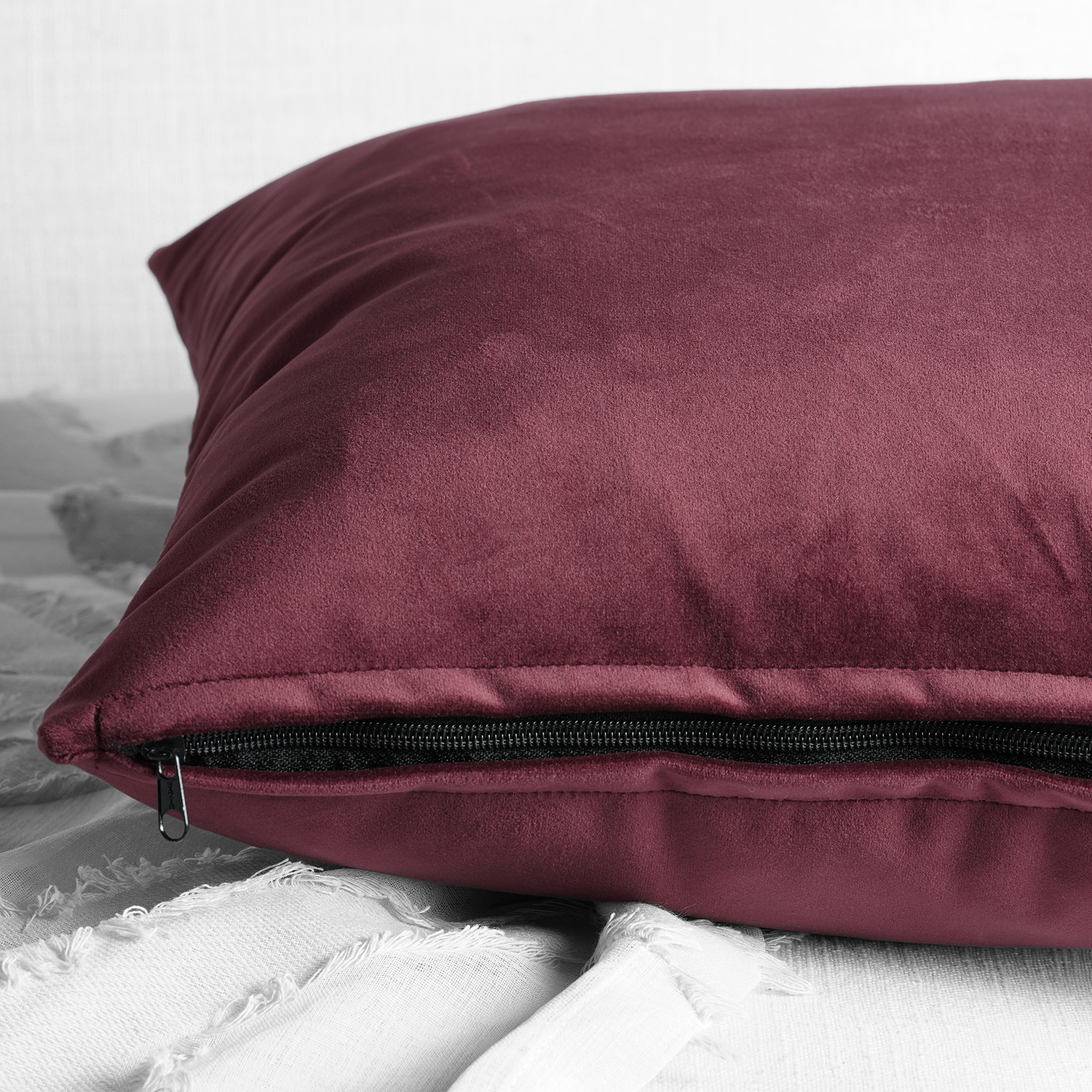 Dark Merlot Heritage Plush Velvet Cushion Cover - Pair