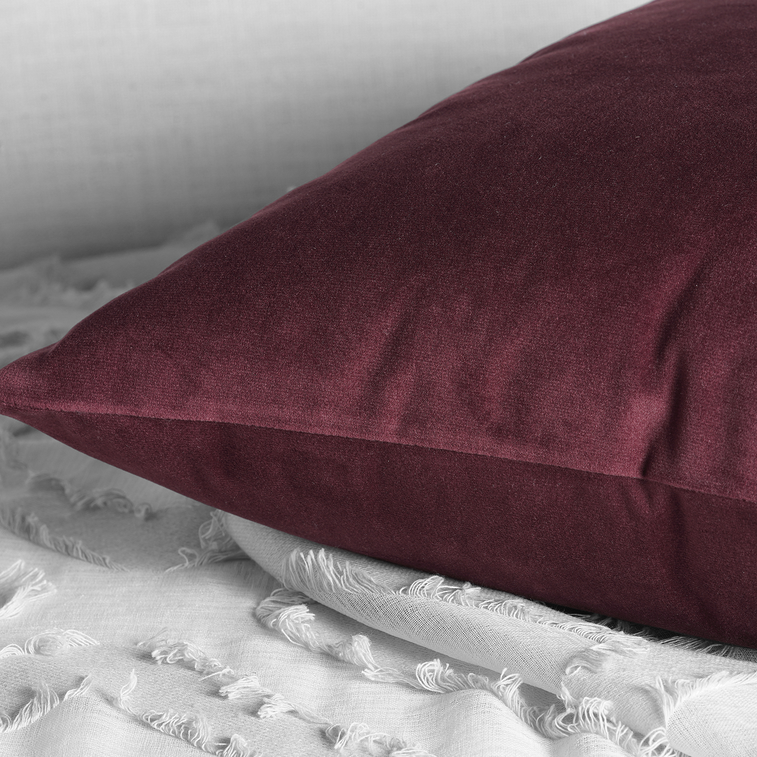 Dark Merlot Heritage Plush Velvet Cushion Cover - Pair