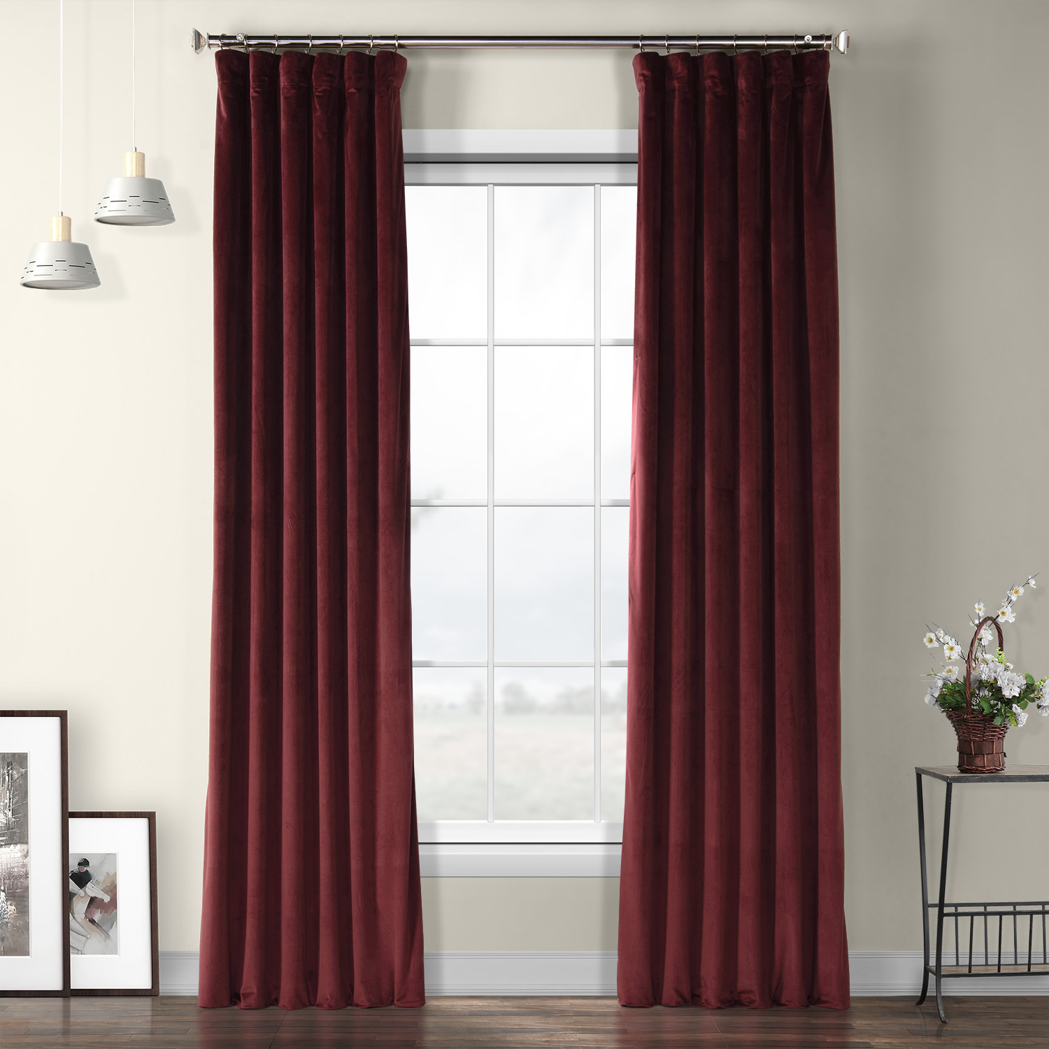 Dark Merlot Plush Velvet Curtain