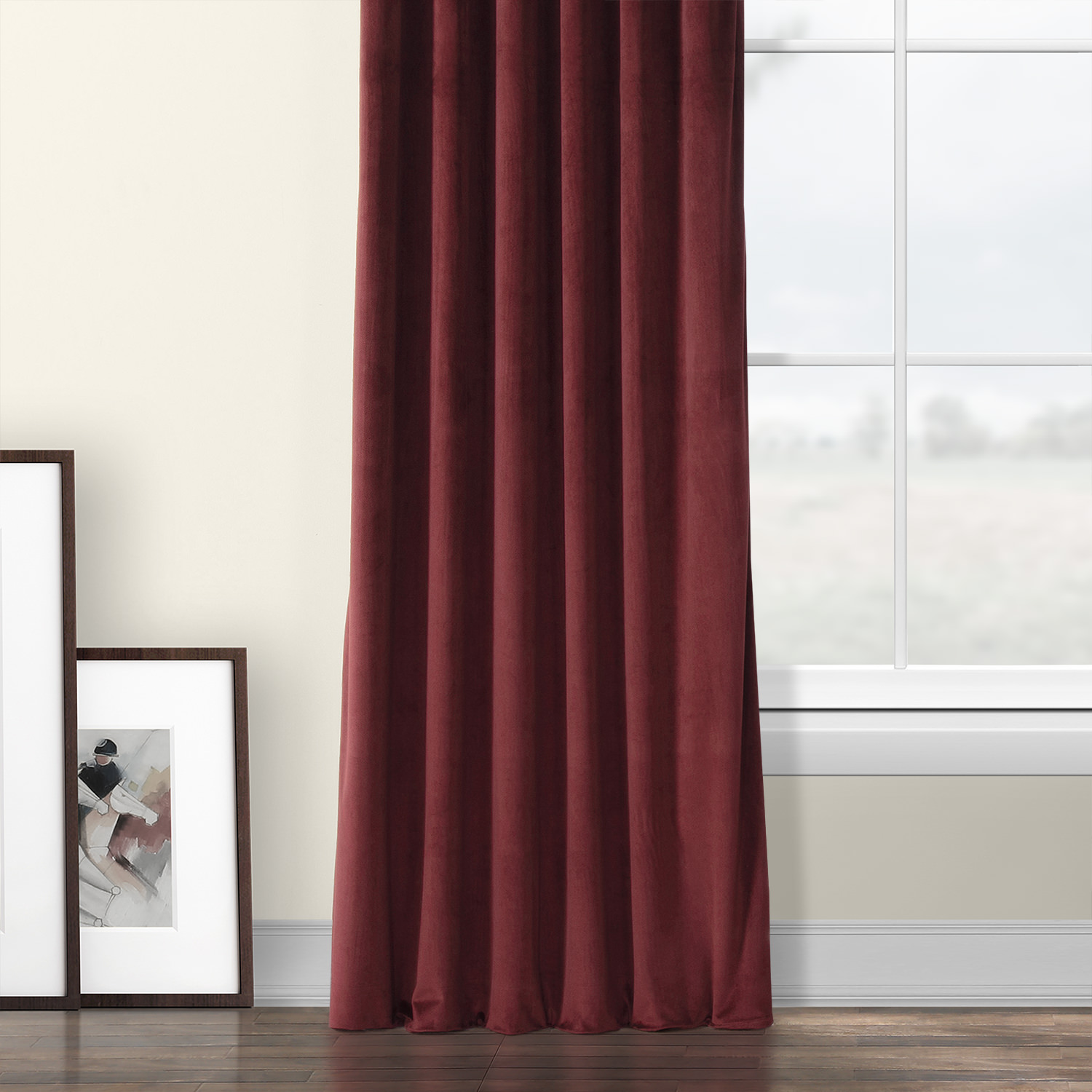 Dark Merlot Plush Velvet Curtain