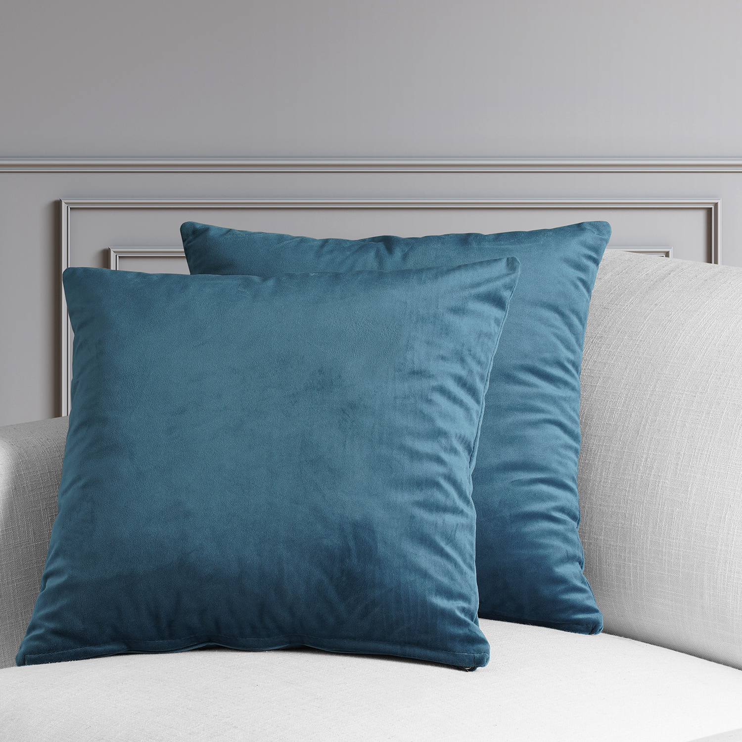 Avalon Blue Heritage Plush Velvet Cushion Cover - Pair