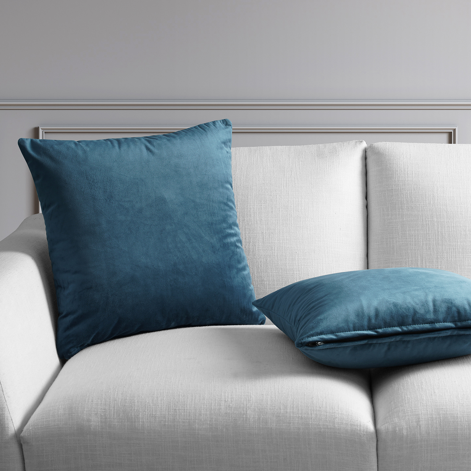 Avalon Blue Heritage Plush Velvet Cushion Cover - Pair