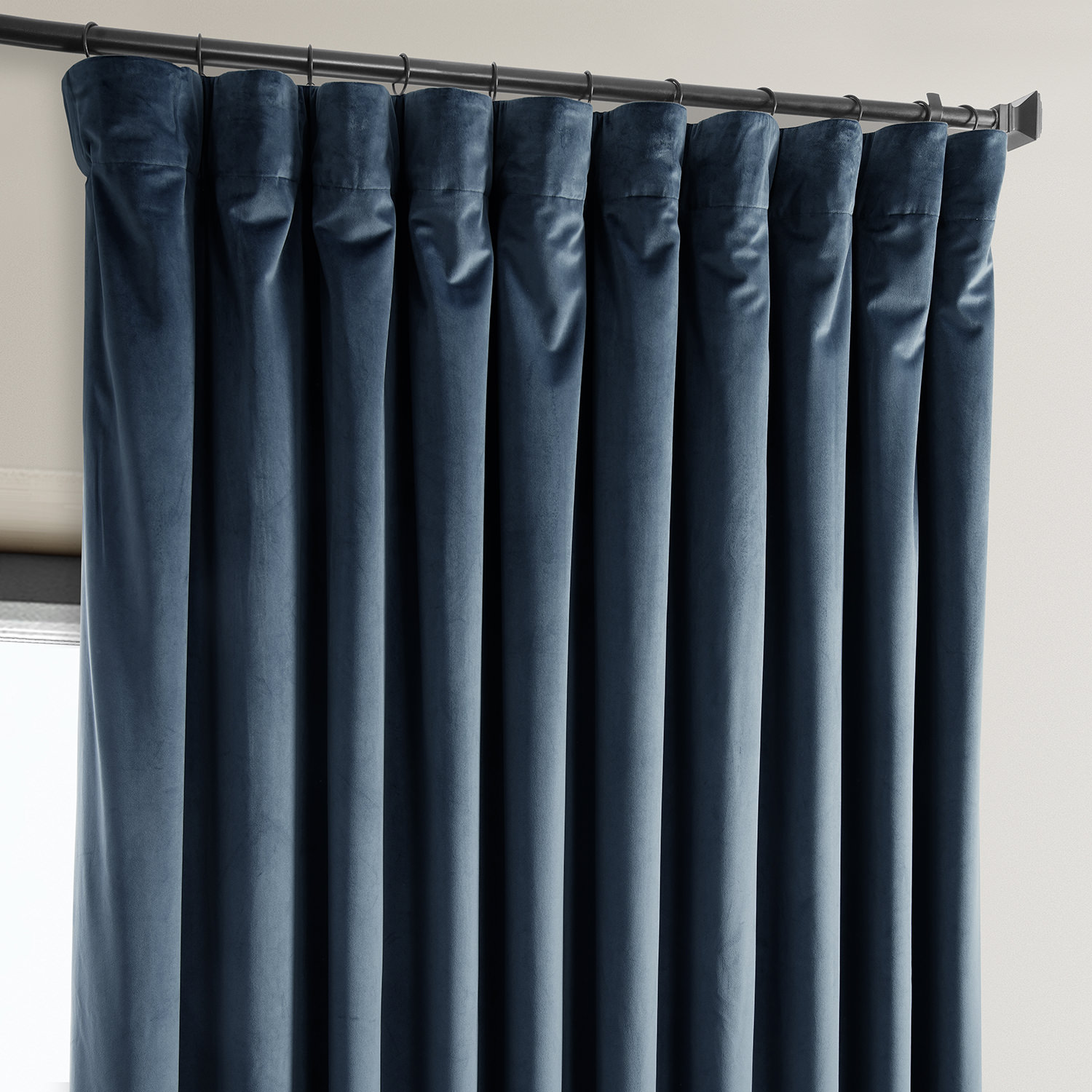 Avalon Blue Heritage Plush Velvet Extrawide Curtain