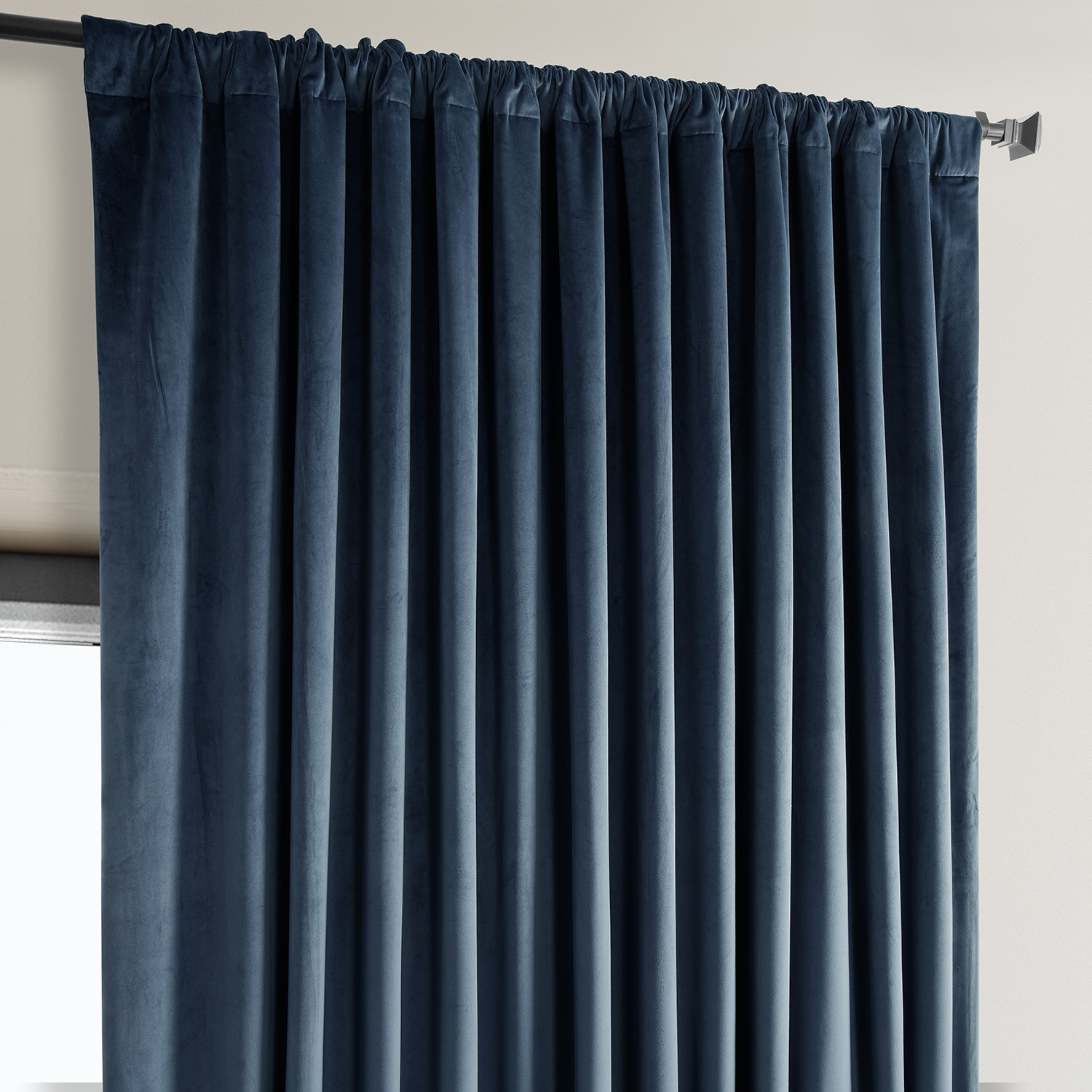 Avalon Blue Heritage Plush Velvet Extrawide Curtain