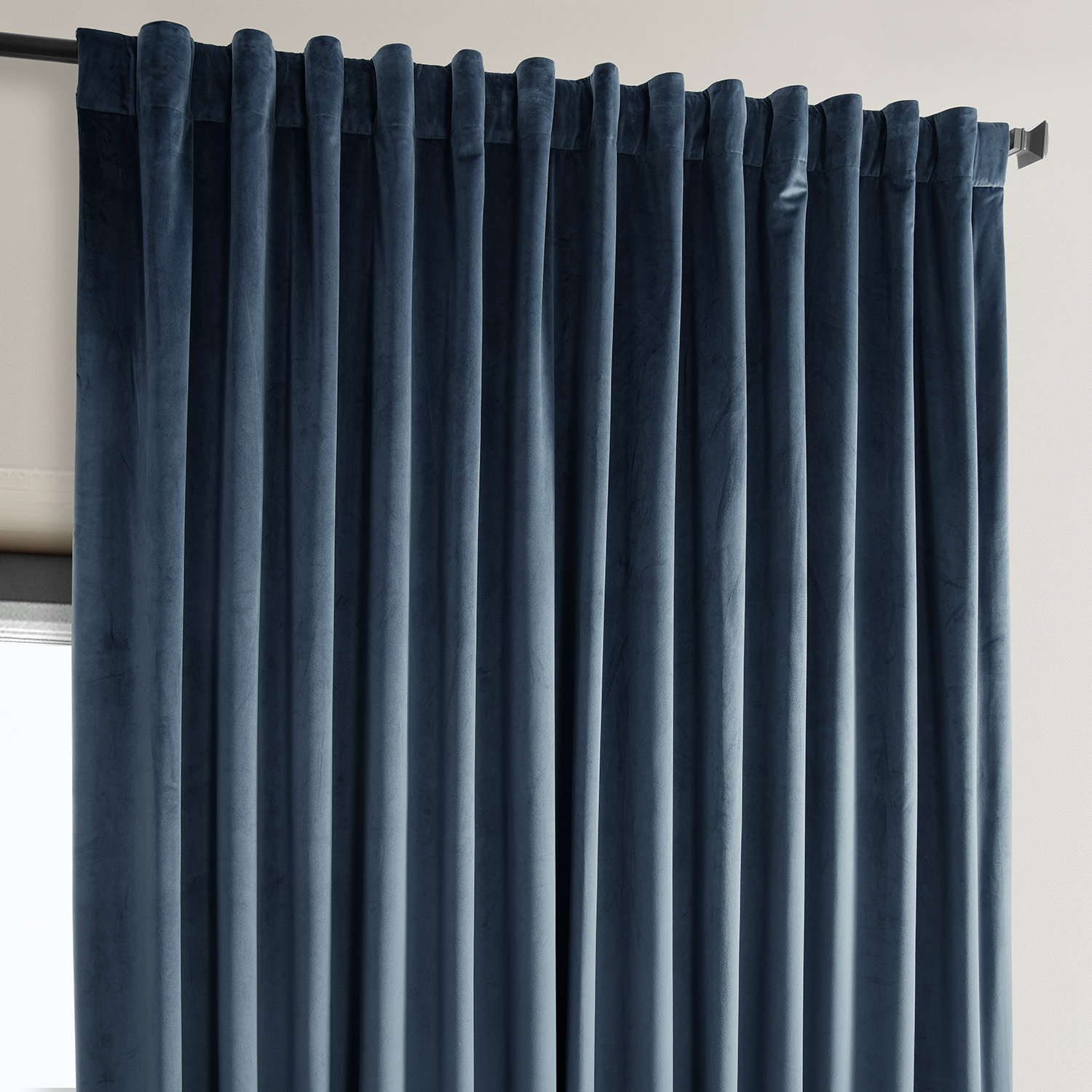 Avalon Blue Heritage Plush Velvet Extrawide Curtain