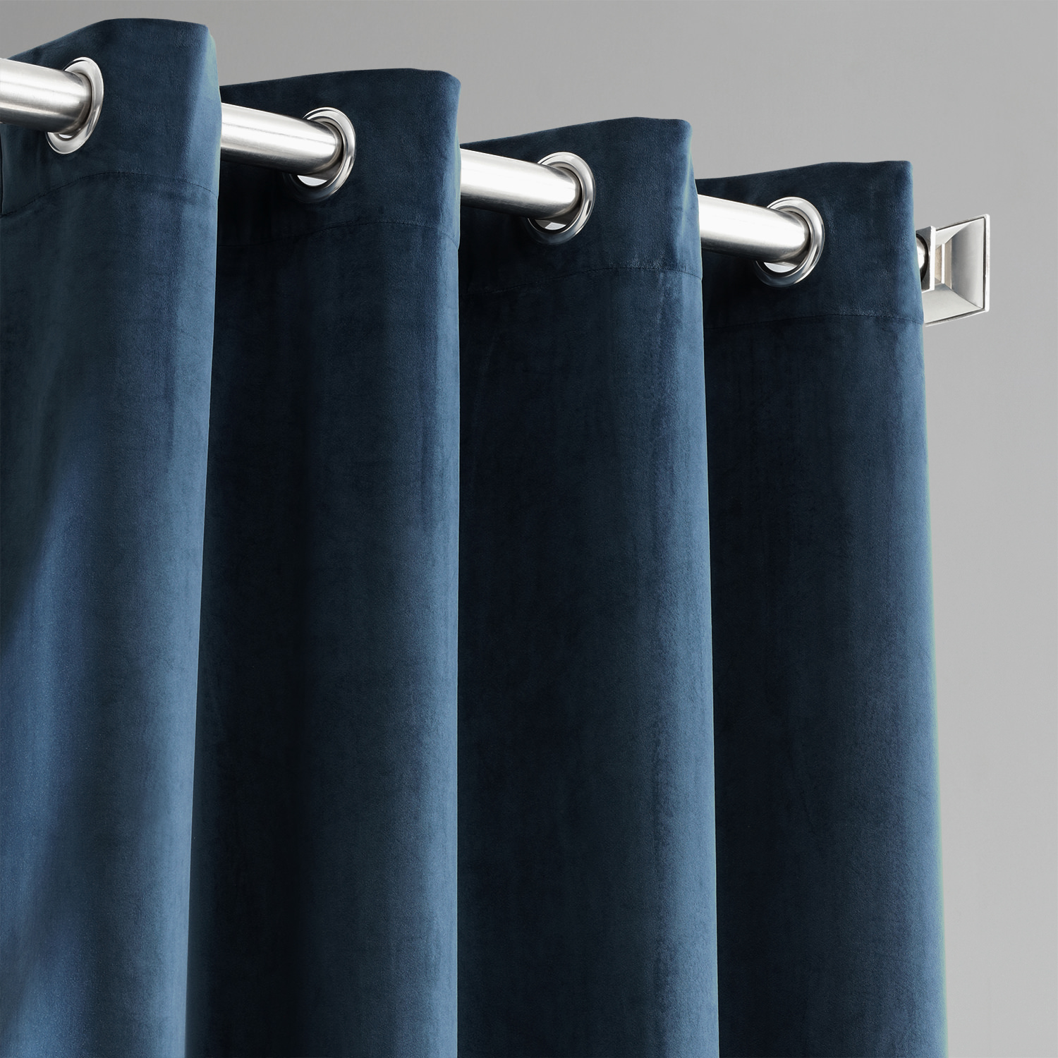 Avalon Blue Heritage Plush Velvet Grommet Curtain