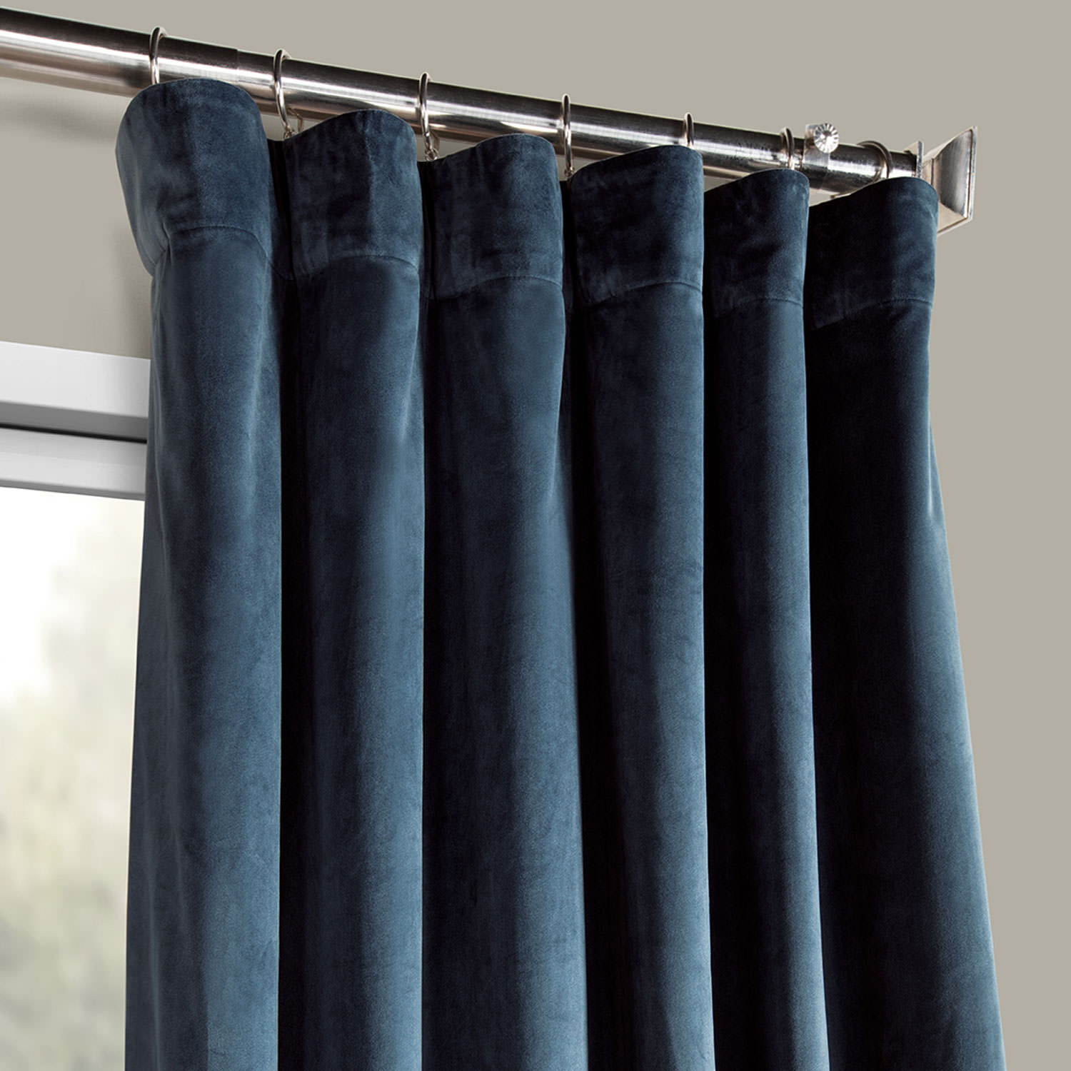 Avalon Blue Plush Velvet Curtain