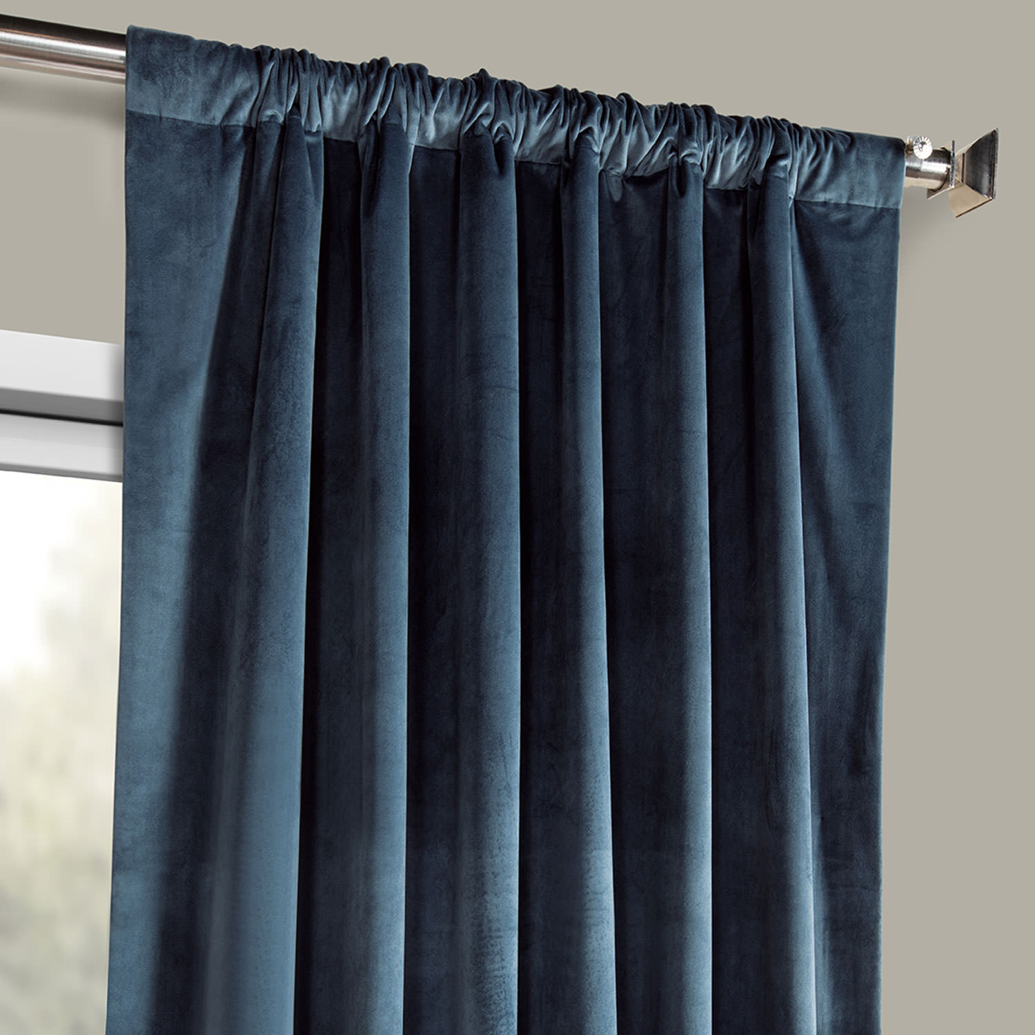 Avalon Blue Plush Velvet Curtain