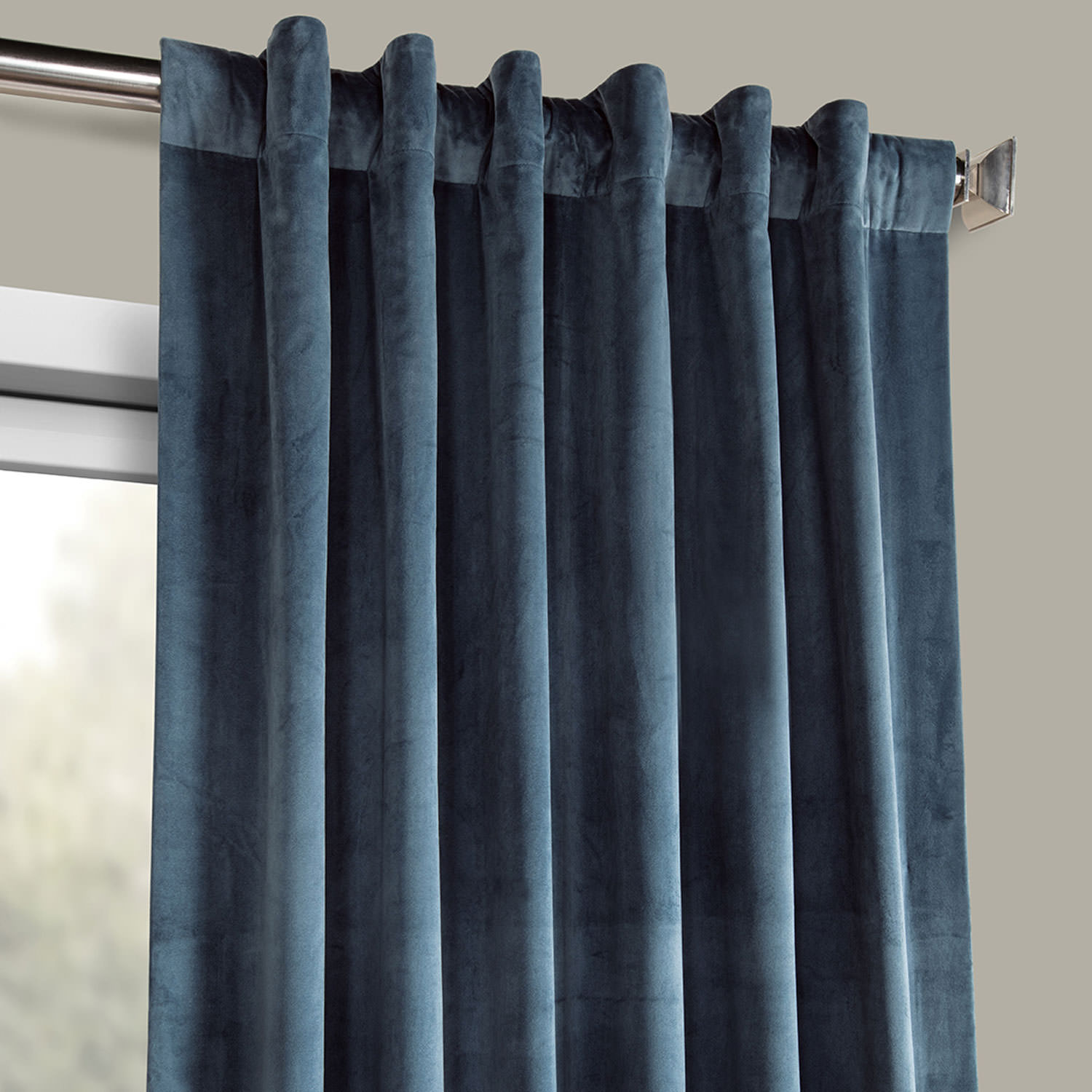 Avalon Blue Plush Velvet Curtain