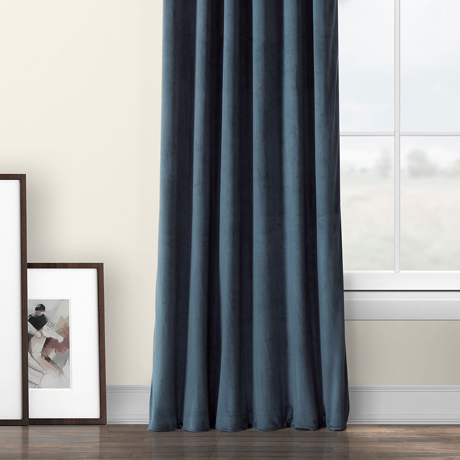 Avalon Blue Plush Velvet Curtain