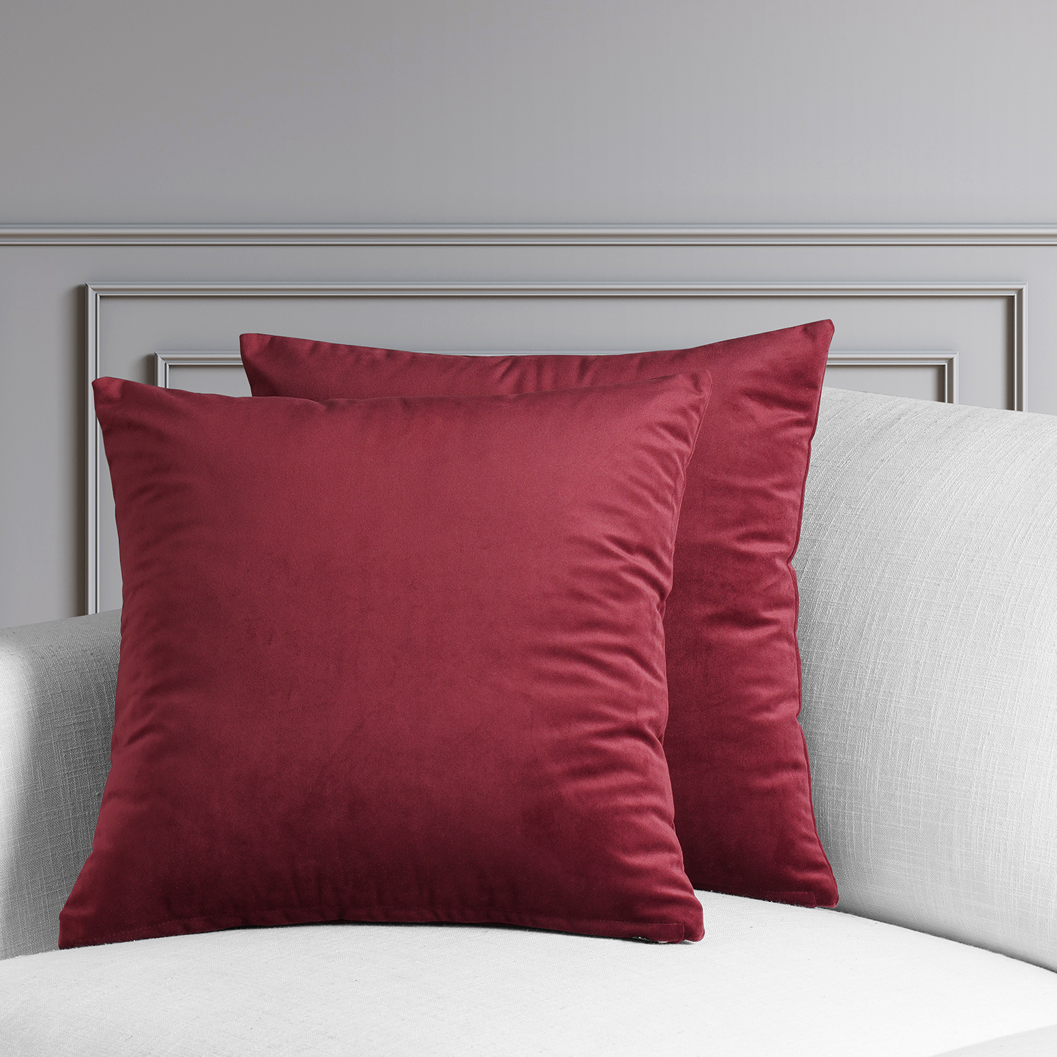 Cinema Red Heritage Plush Velvet Cushion Cover - Pair