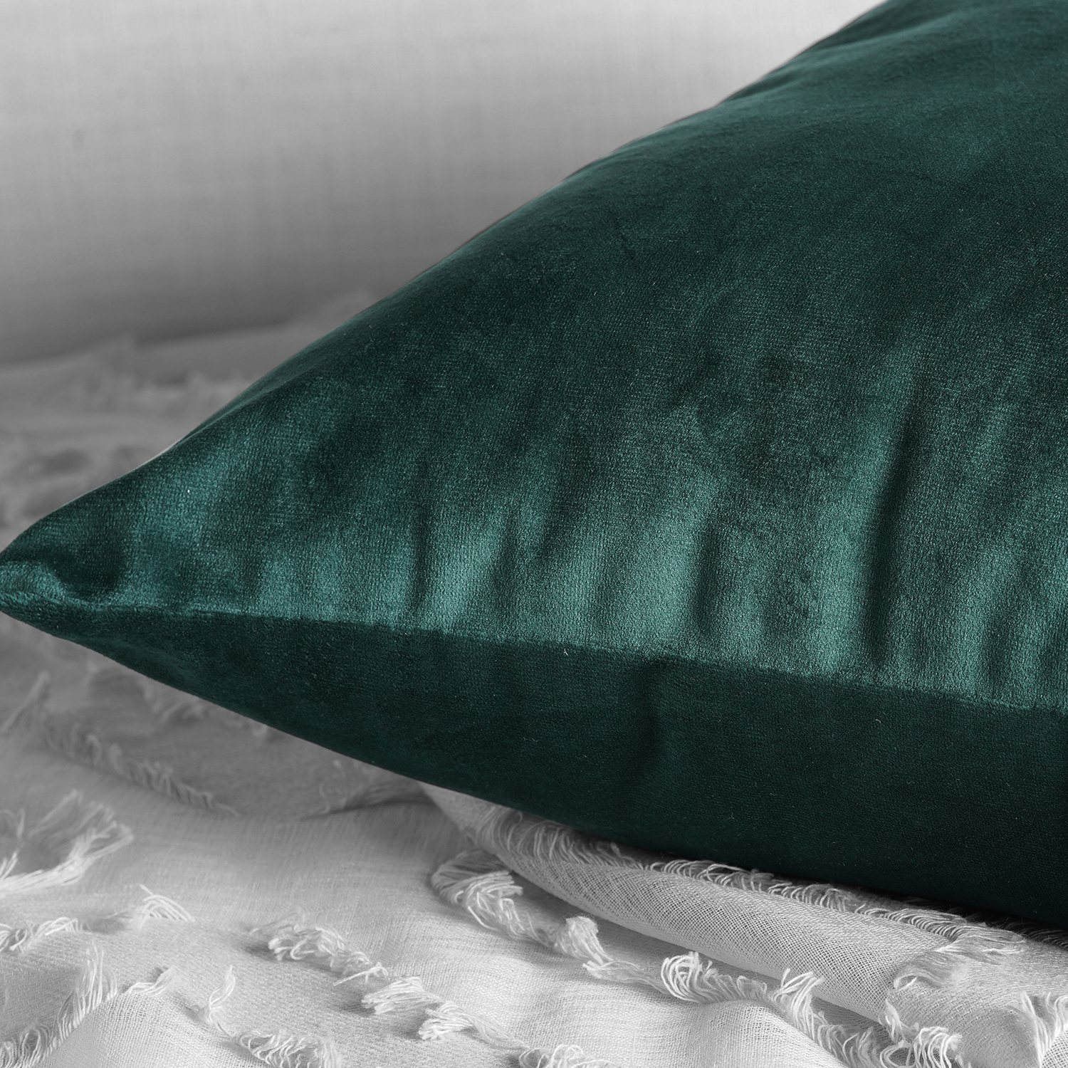 Forestry Green Heritage Plush Velvet Cushion Cover - Pair