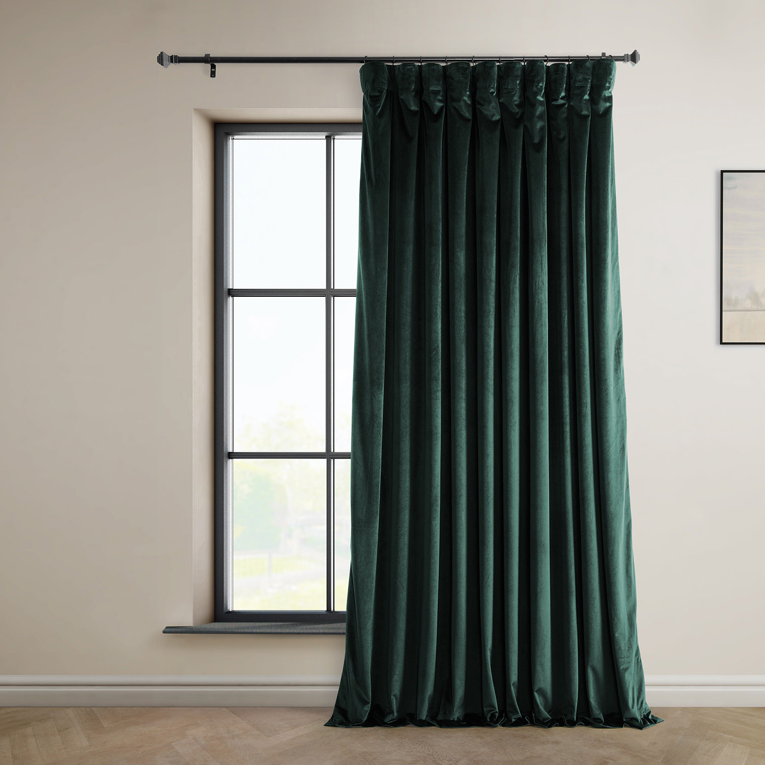 Forestry Green Heritage Plush Velvet Extrawide Curtain