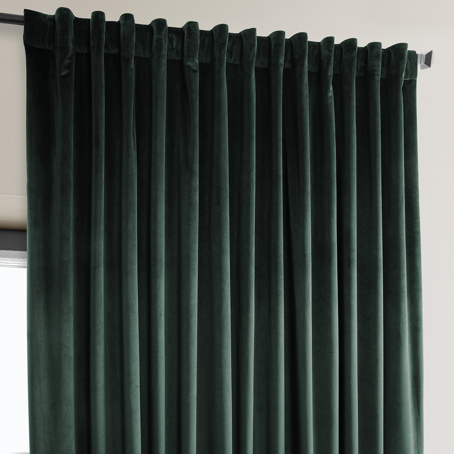 Forestry Green Heritage Plush Velvet Extrawide Curtain