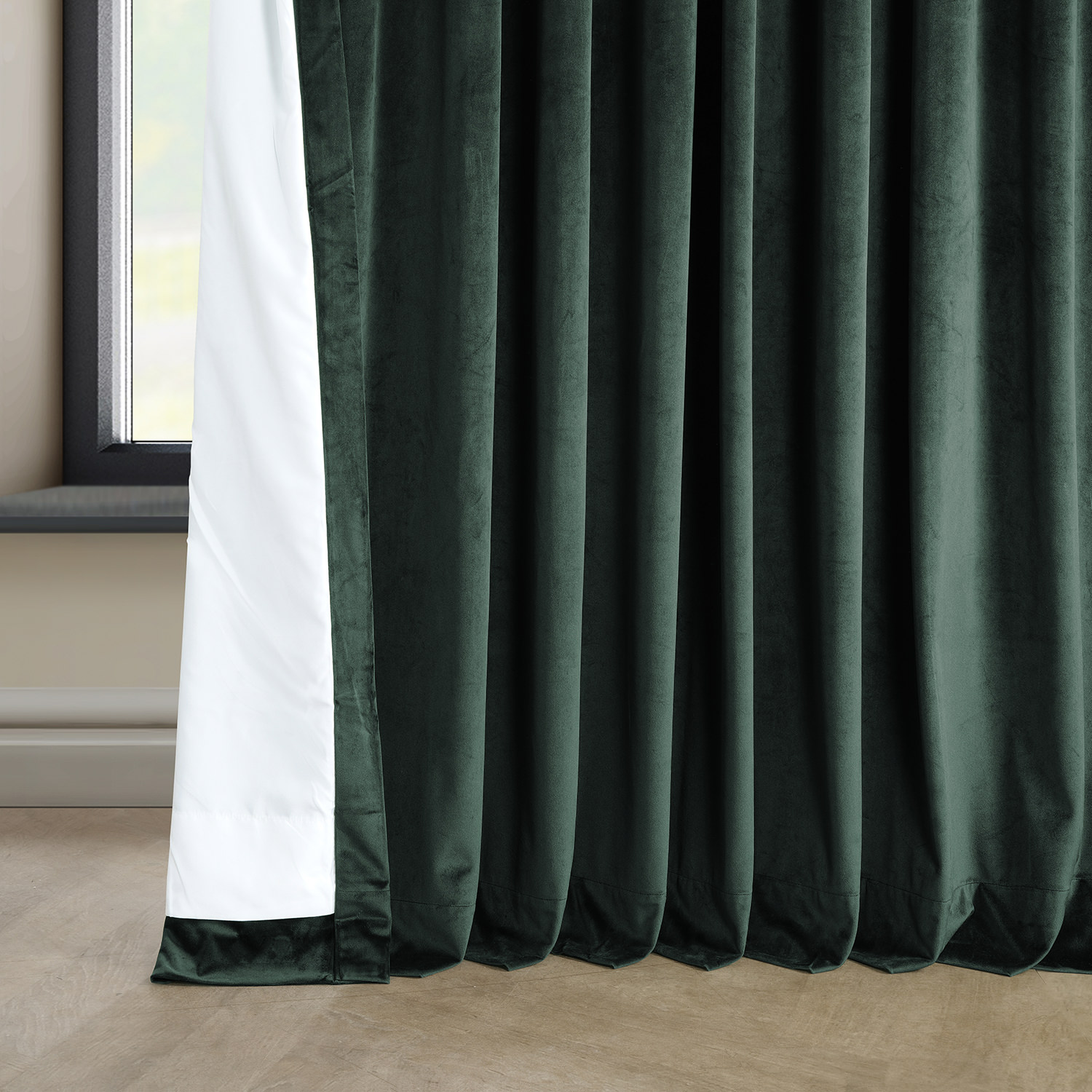 Forestry Green Heritage Plush Velvet Extrawide Curtain