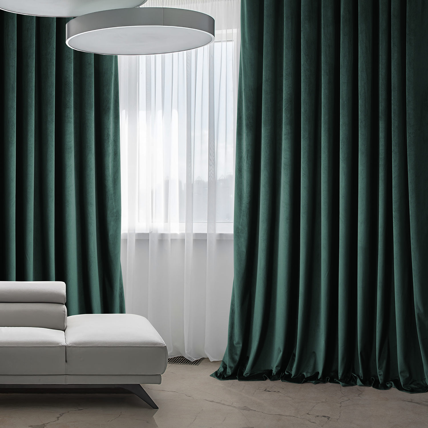 Forestry Green Heritage Plush Velvet Extrawide Curtain