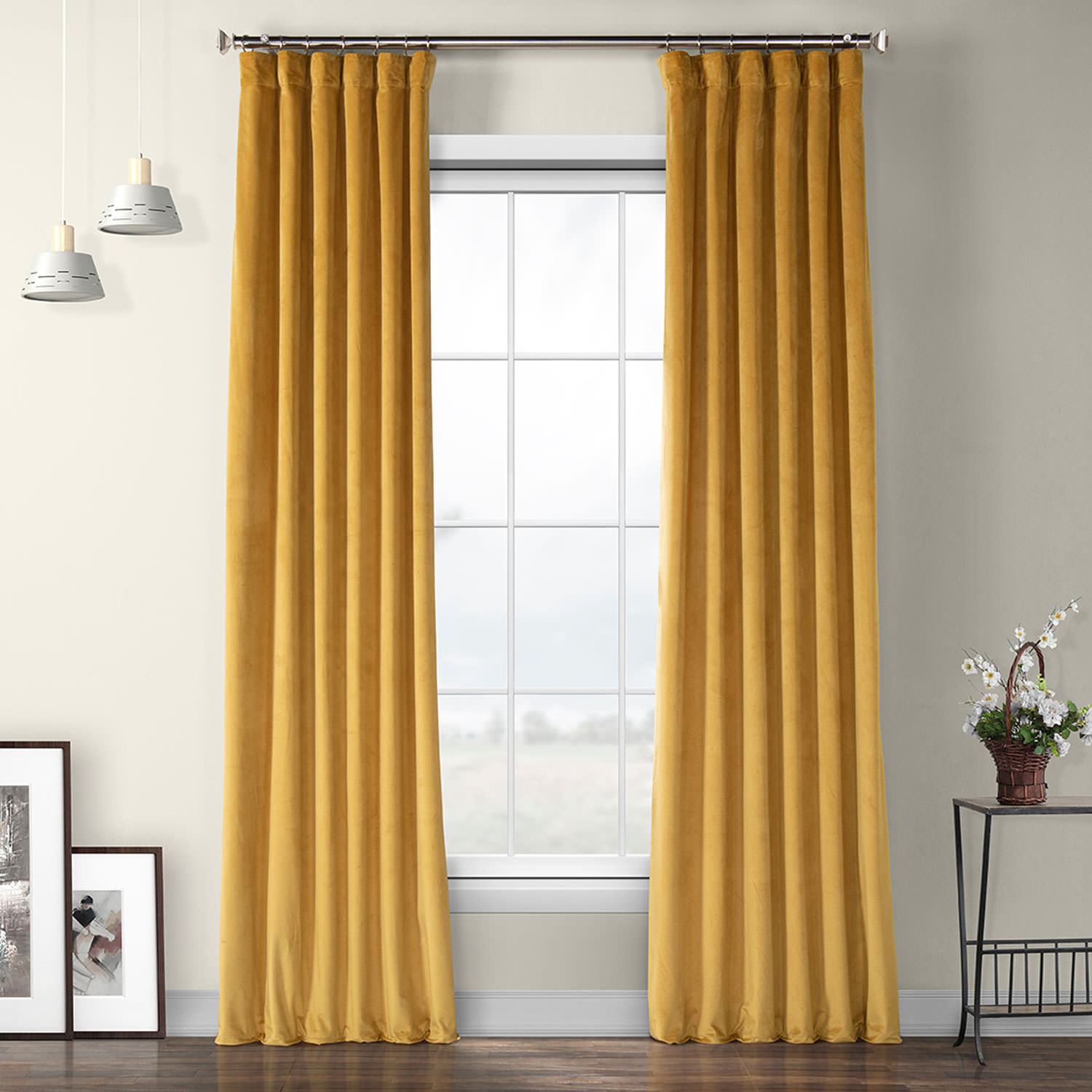 Aztec Gold Heritage Plush Velvet Curtain