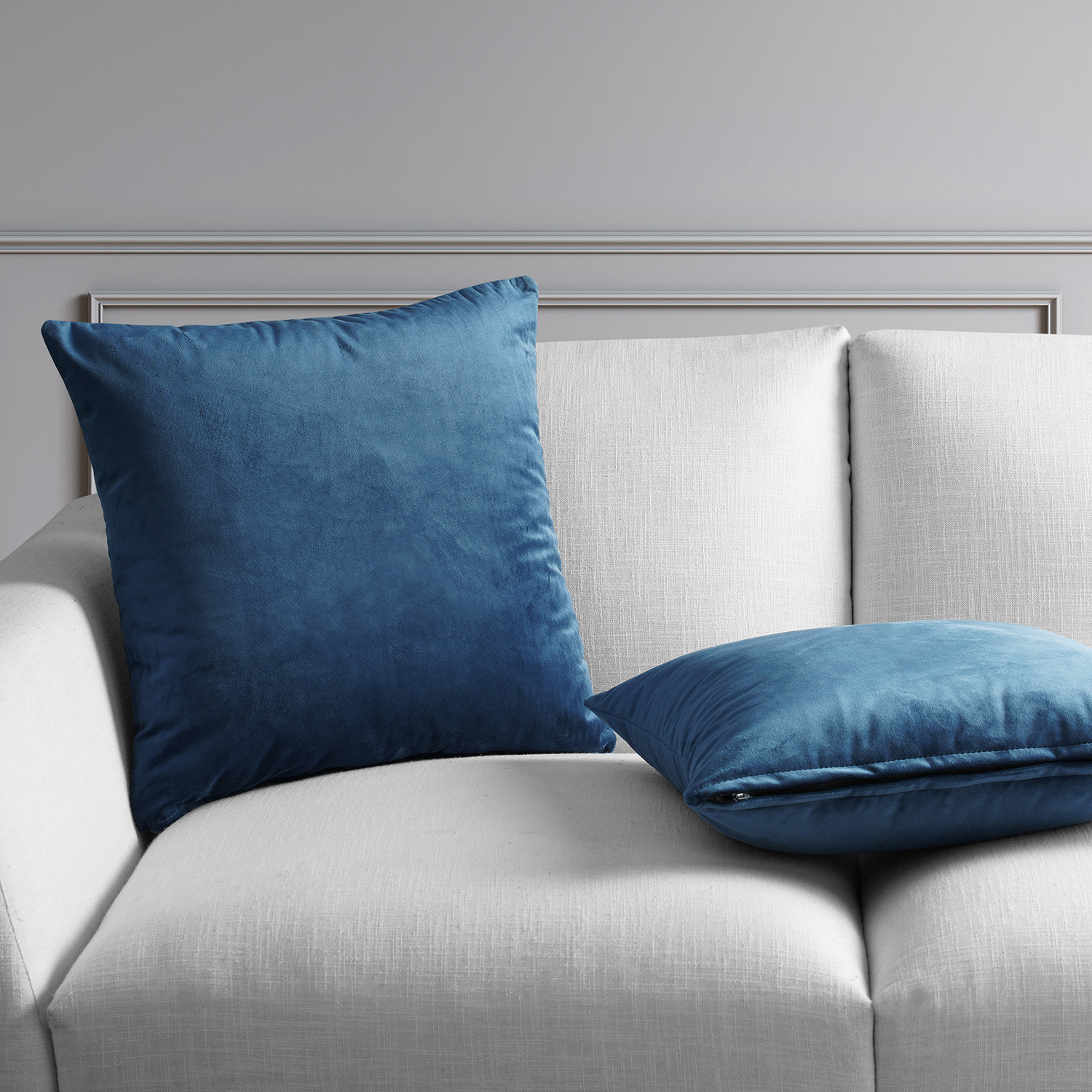 Eternal Blue Heritage Plush Velvet Cushion Cover - Pair