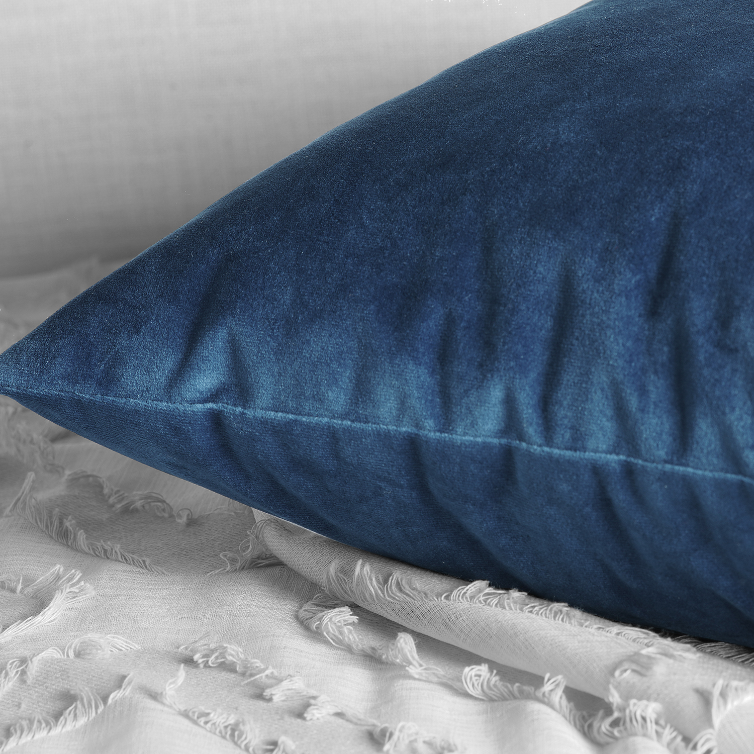 Eternal Blue Heritage Plush Velvet Cushion Cover - Pair