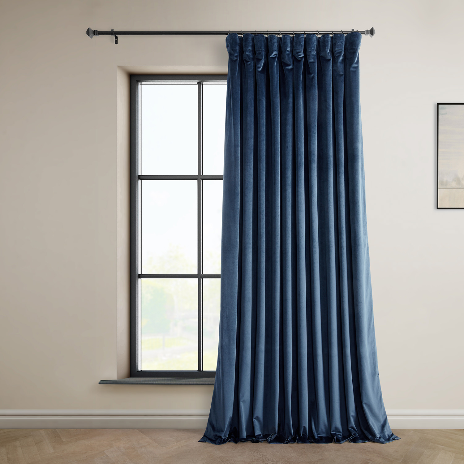 Eternal Blue Heritage Plush Velvet Extrawide Curtain