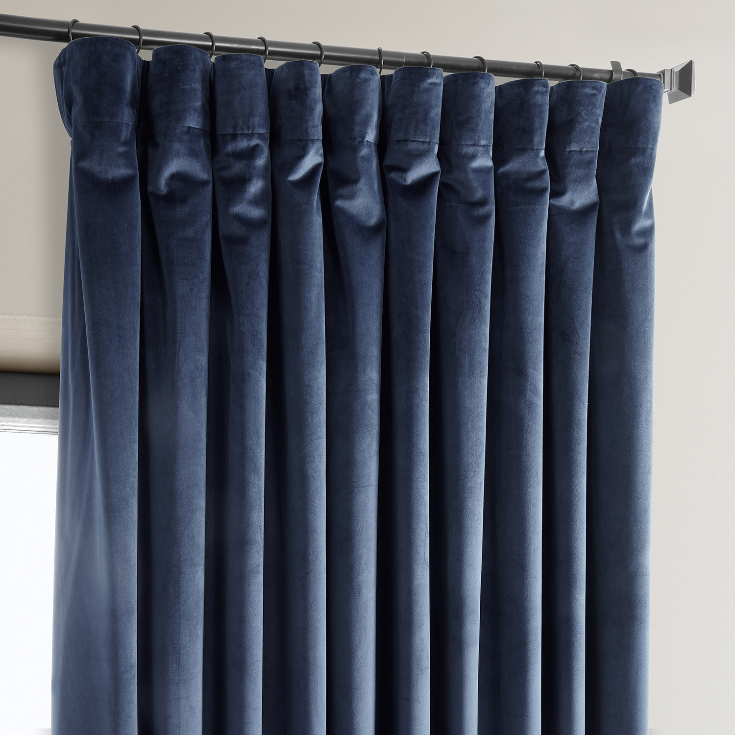 Eternal Blue Heritage Plush Velvet Extrawide Curtain