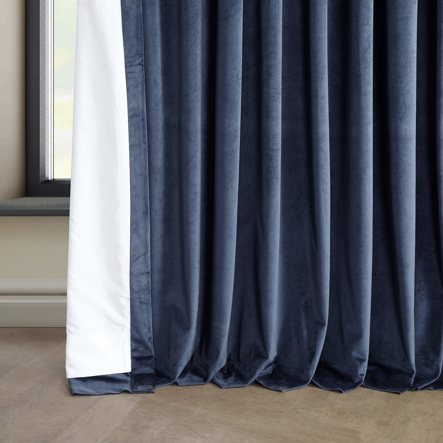 Eternal Blue Heritage Plush Velvet Extrawide Curtain