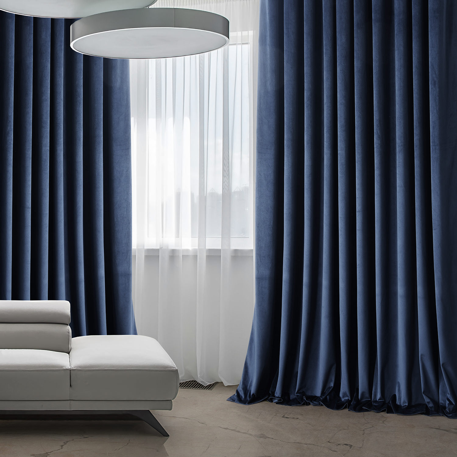 Eternal Blue Heritage Plush Velvet Extrawide Curtain