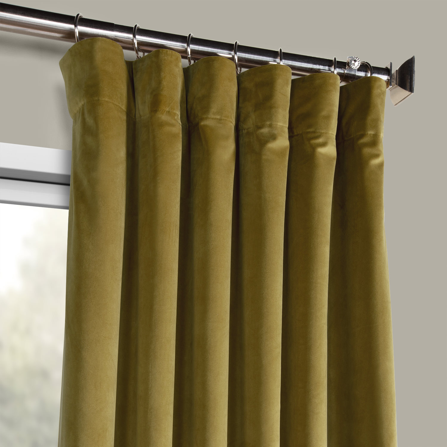 Peat Green Heritage Plush Velvet Curtain