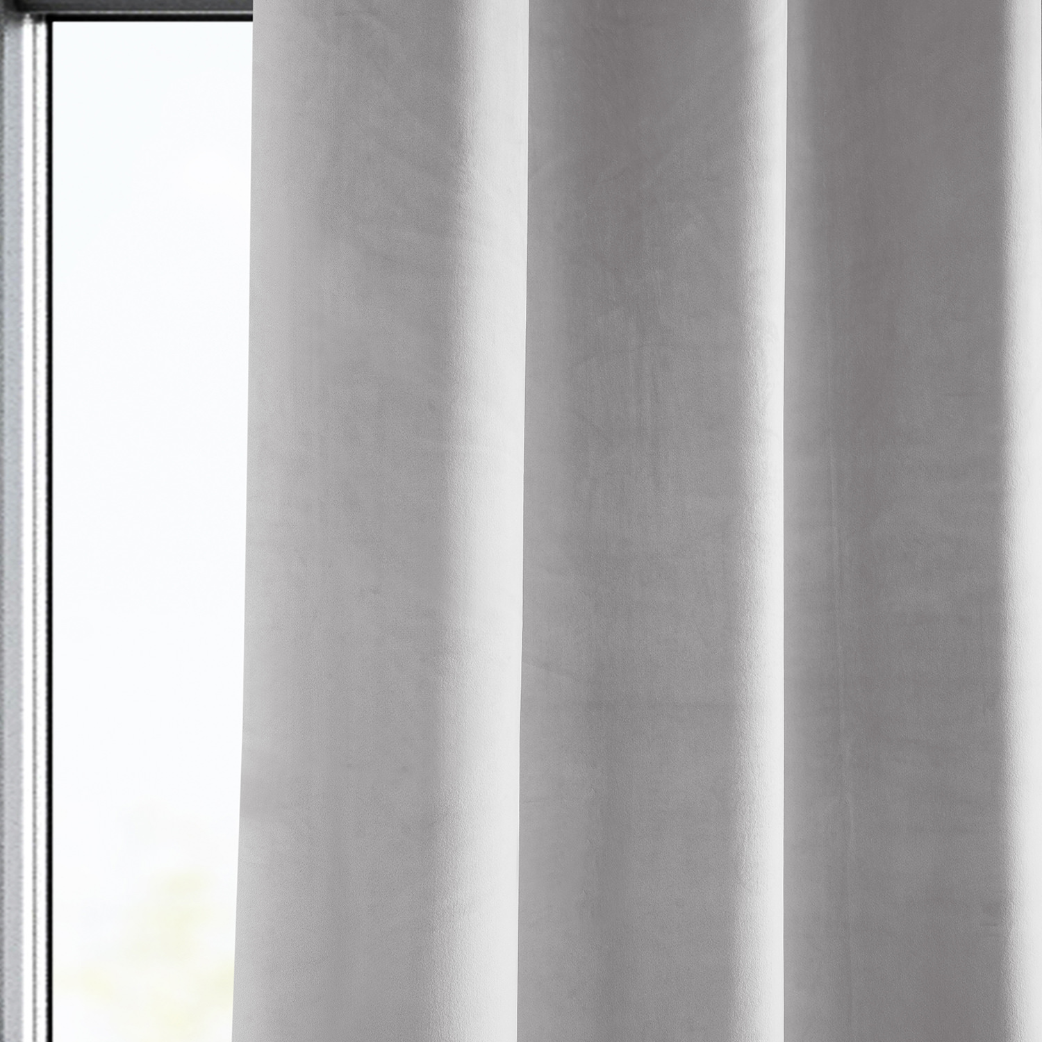 City Grey Heritage Plush Velvet Grommet Curtain