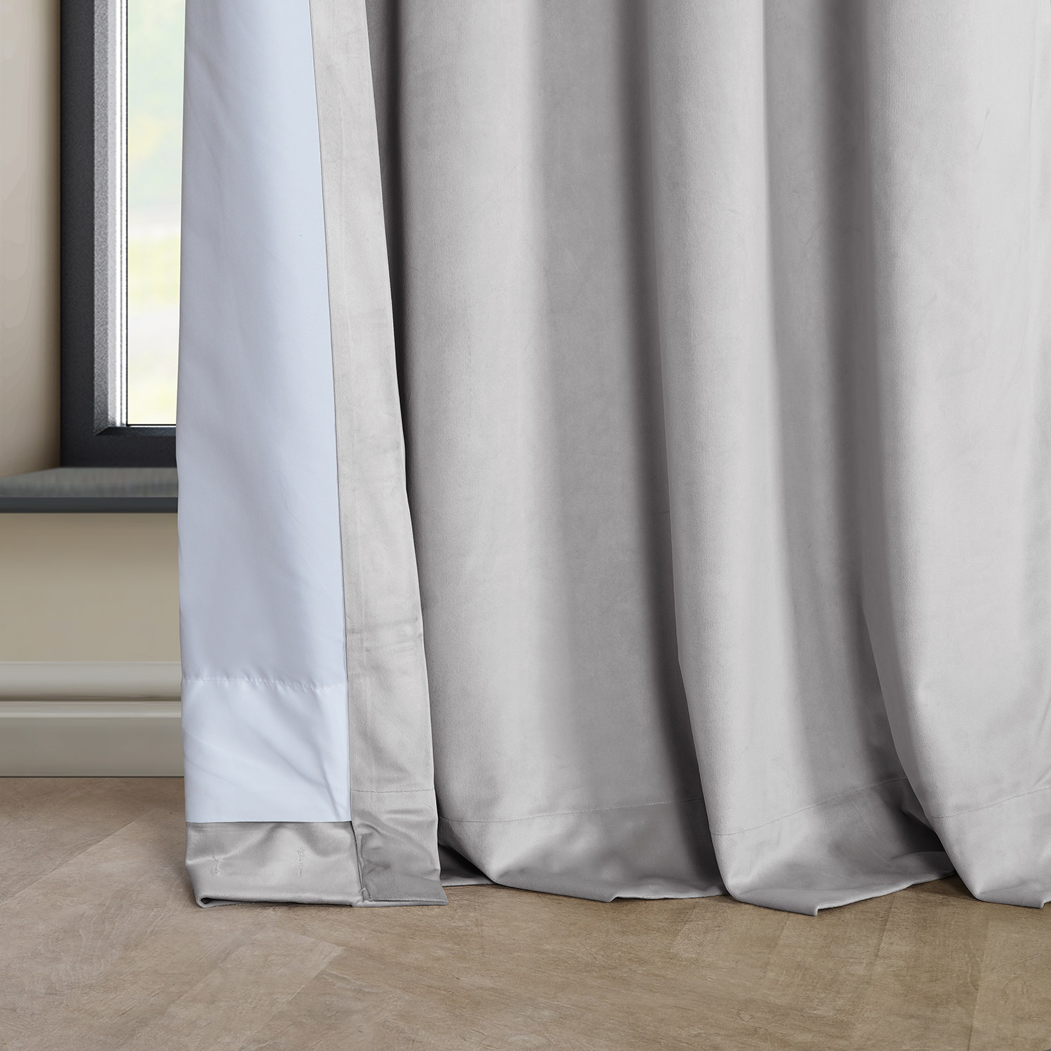 City Grey Heritage Plush Velvet Grommet Curtain