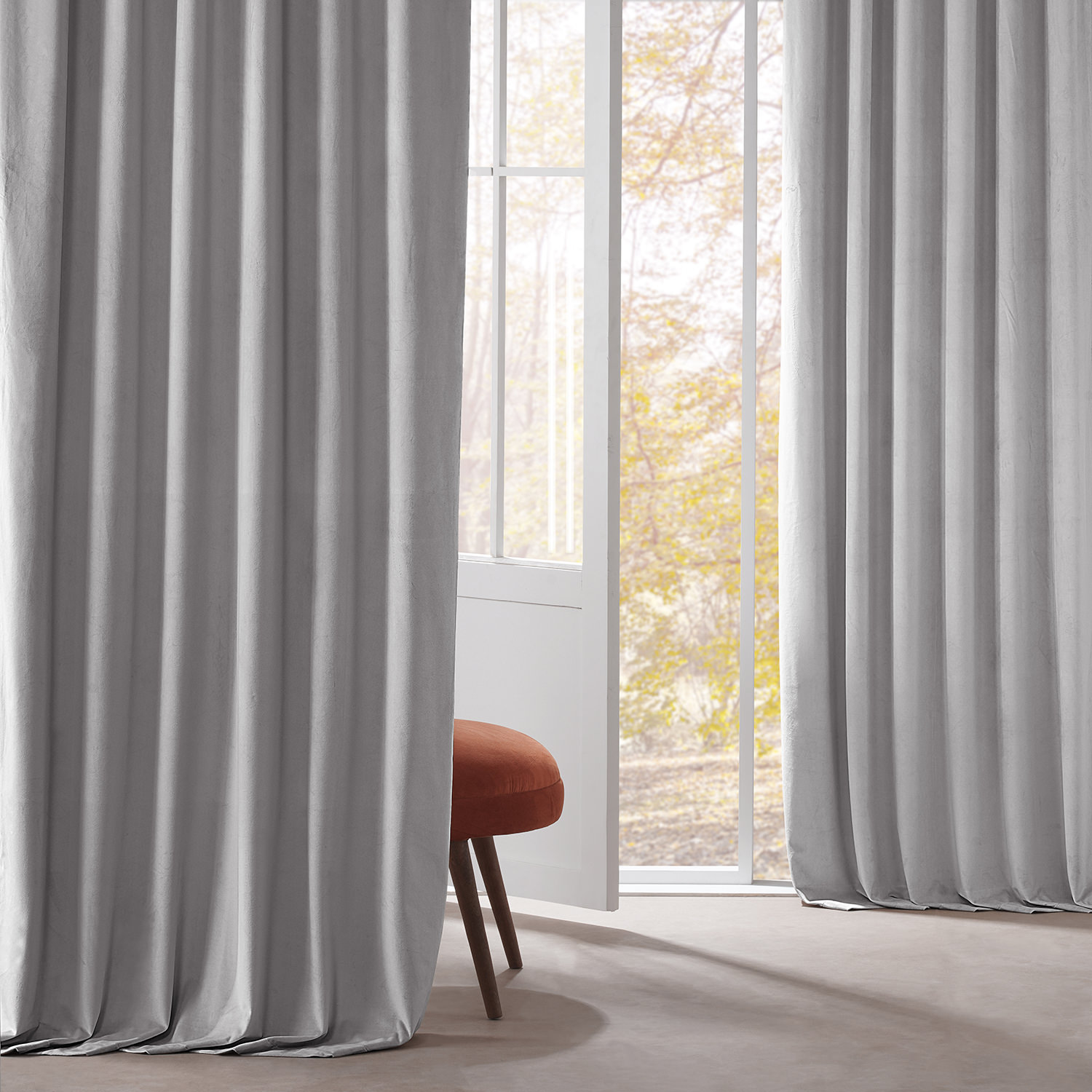 City Grey Heritage Plush Velvet Curtain