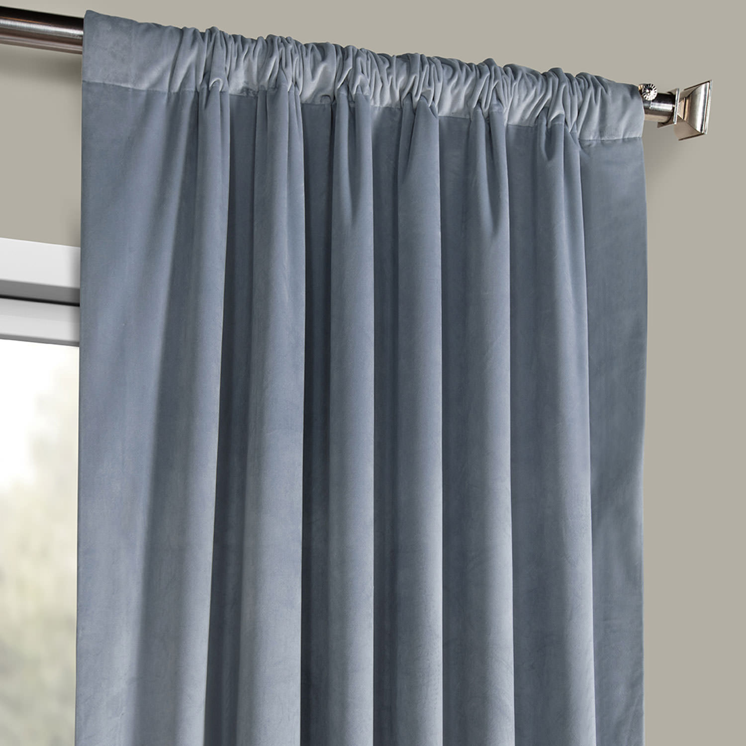 Denmark Blue Heritage Plush Velvet Curtain