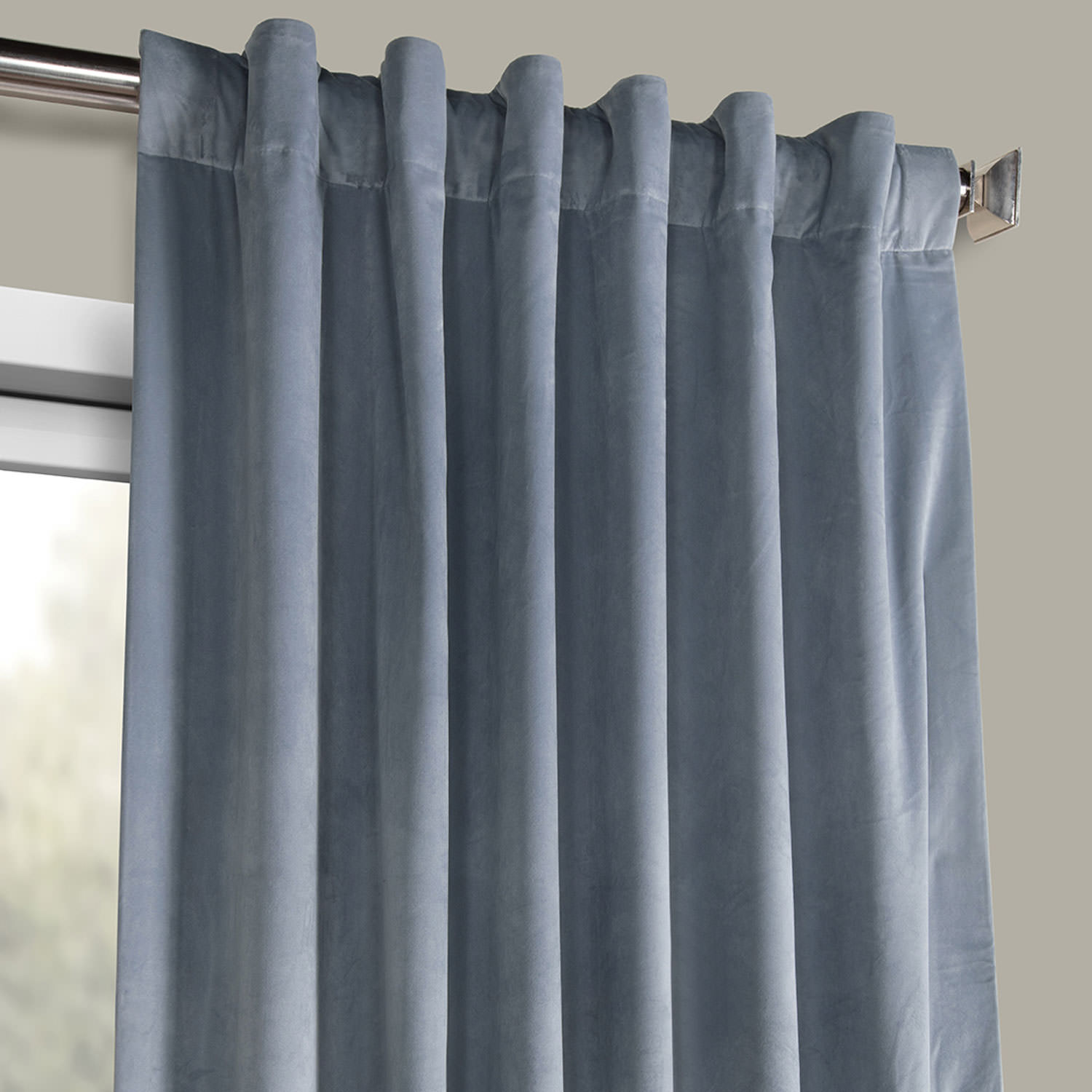 Denmark Blue Heritage Plush Velvet Curtain